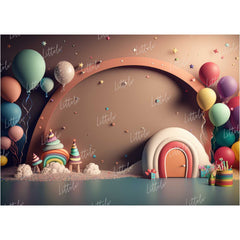 LB0584 Balloons Garland Rainbow Backdrop