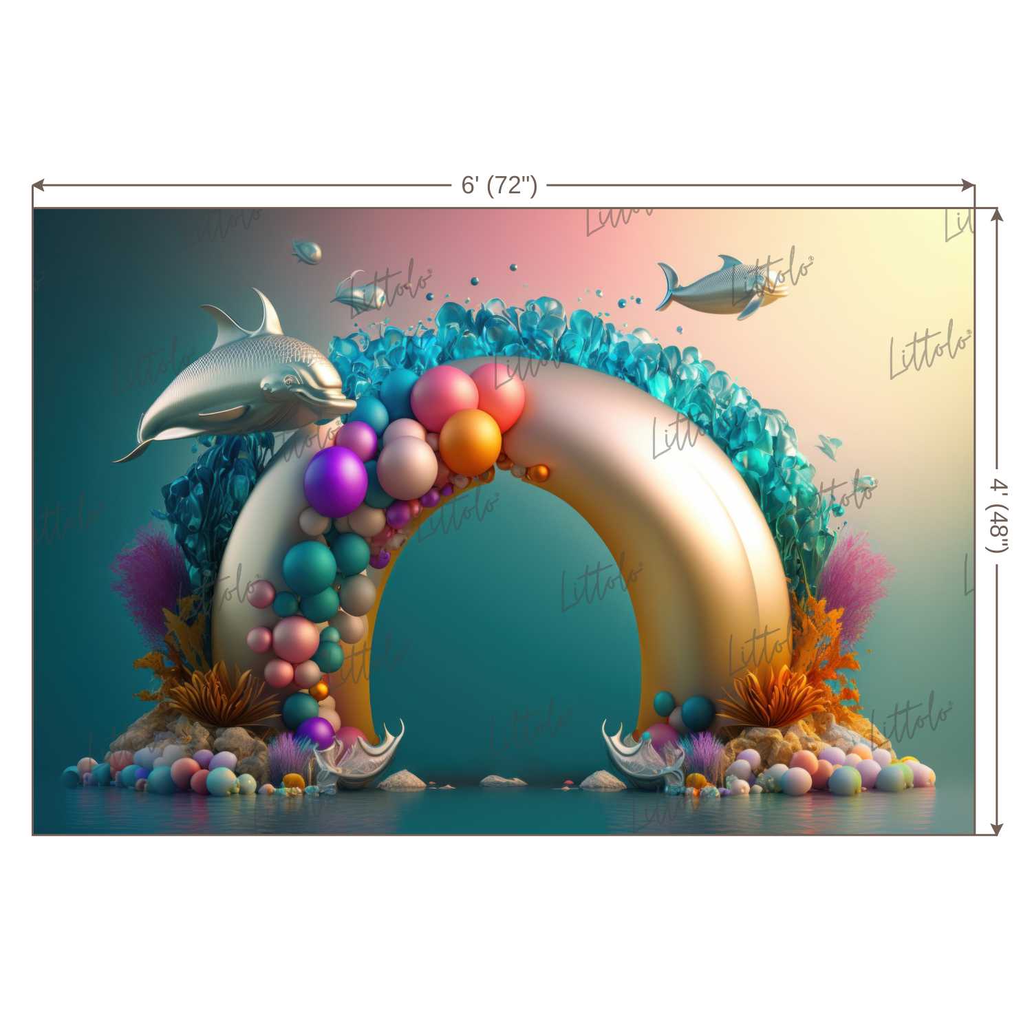 LB0585 Balloons Garland Under The Sea Ocean Mermaid Backdrop