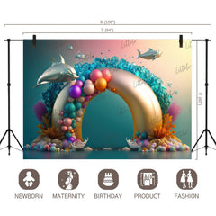 LB0585 Balloons Garland Under The Sea Ocean Mermaid Backdrop