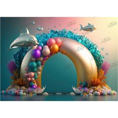 LB0585 Balloons Garland Under The Sea Ocean Mermaid Backdrop