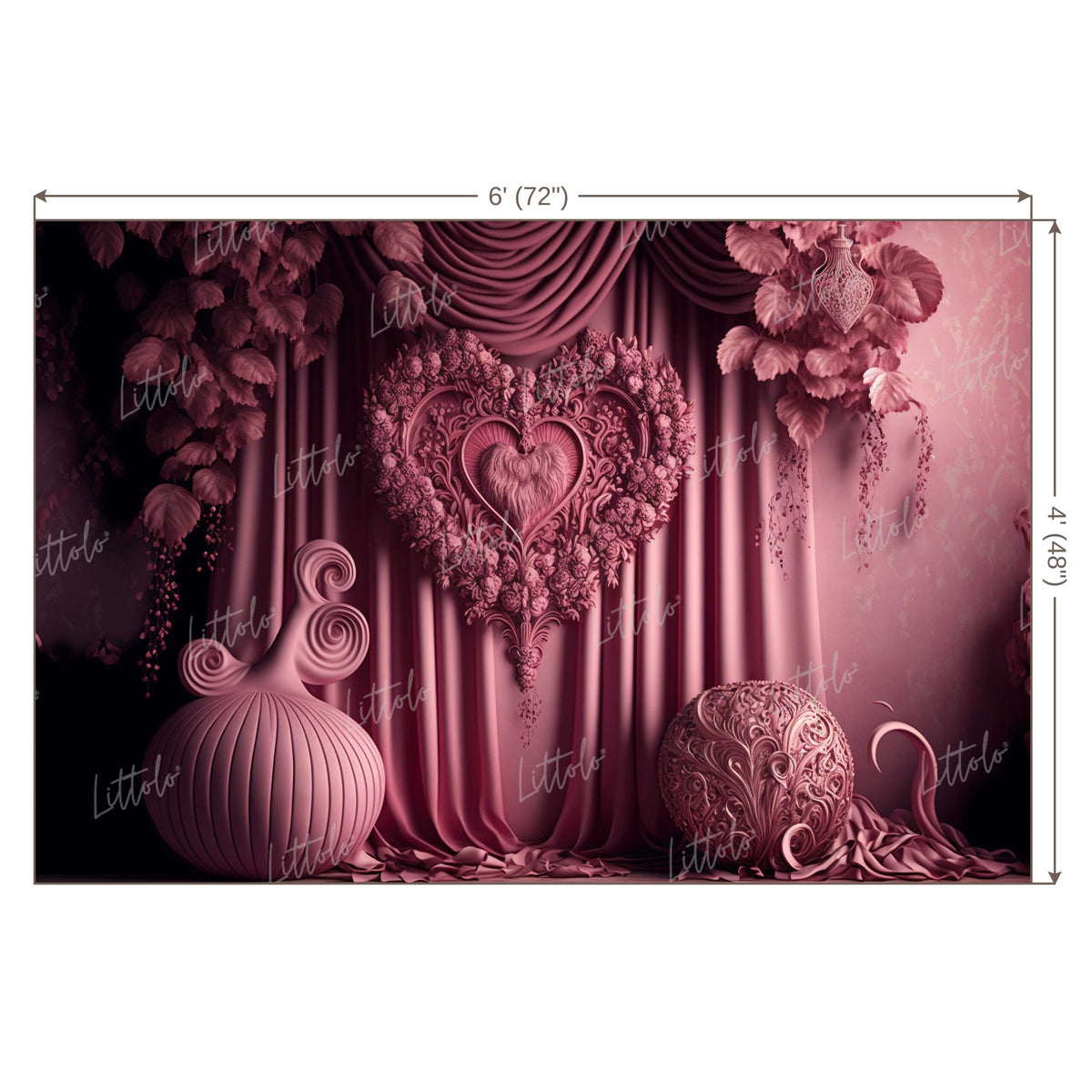 LB0594 Curtain Drape Floral Backdrop