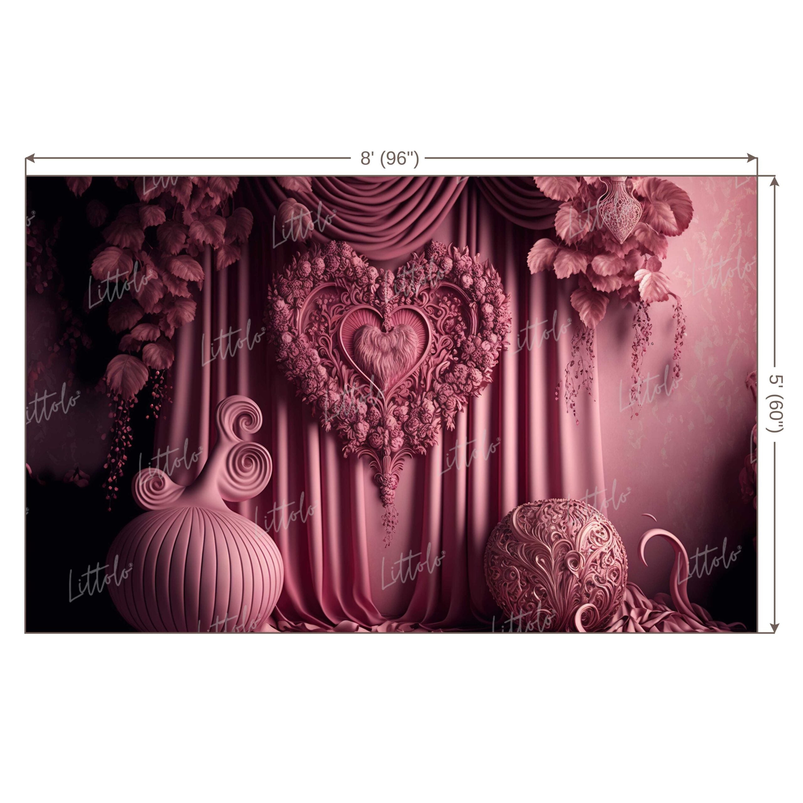 LB0594 Curtain Drape Floral Backdrop