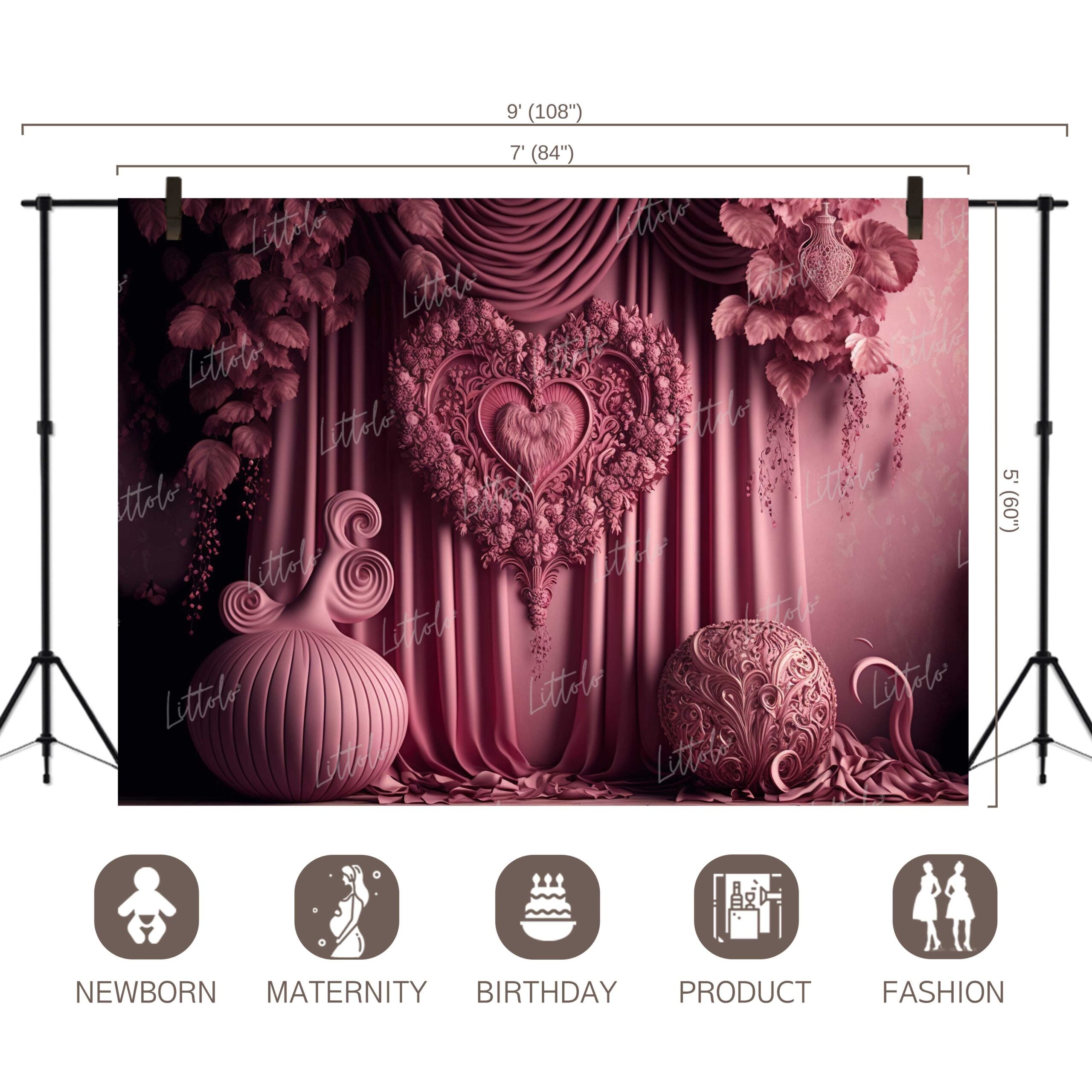 LB0594 Curtain Drape Floral Backdrop