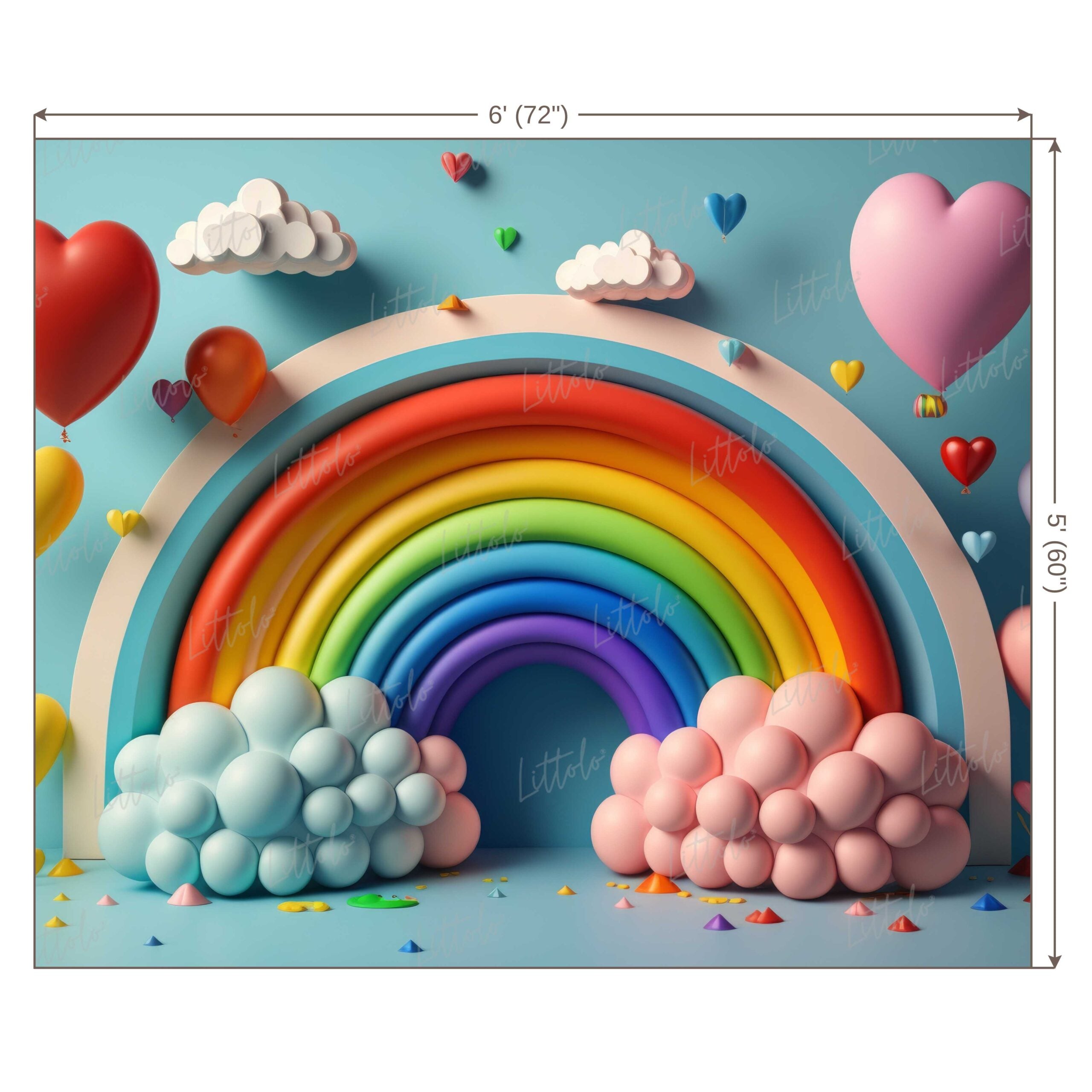 LB0595 Balloons Garland Rainbow Backdrop