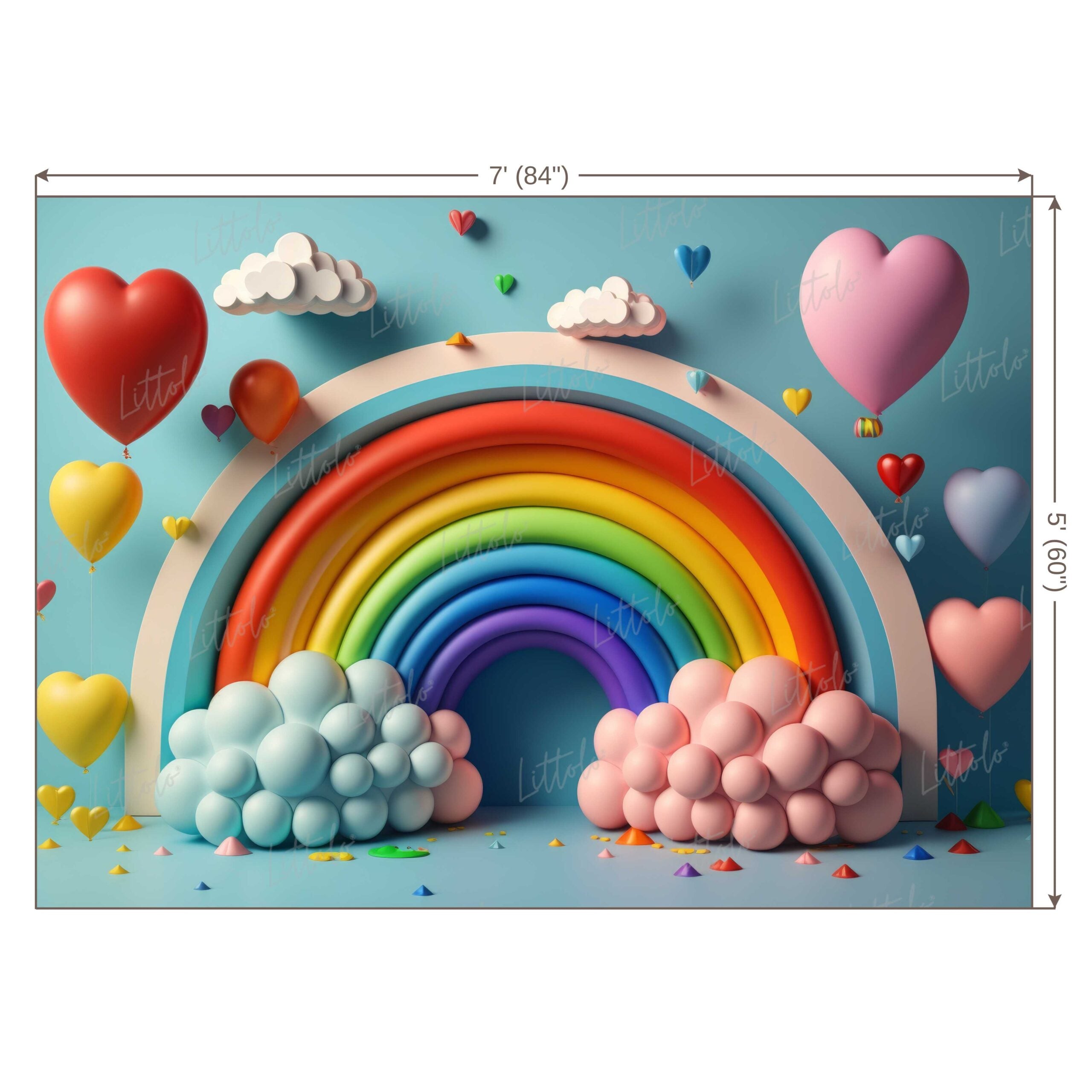 LB0595 Balloons Garland Rainbow Backdrop