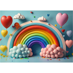 LB0595 Balloons Garland Rainbow Backdrop