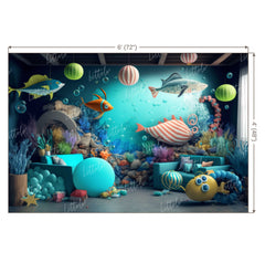 LB0600 Adventure Under The Sea Ocean Mermaid Backdrop