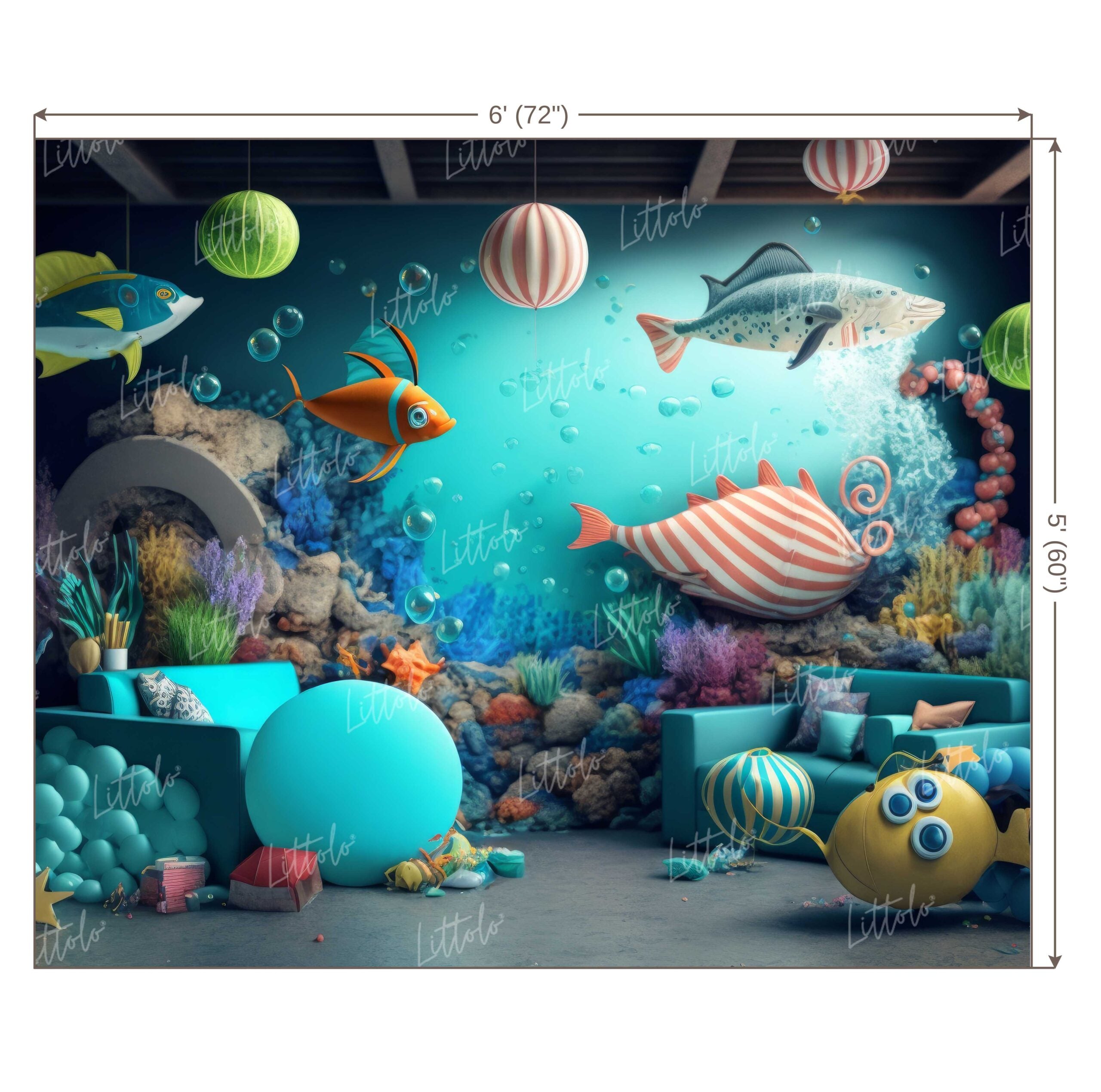 LB0600 Adventure Under The Sea Ocean Mermaid Backdrop