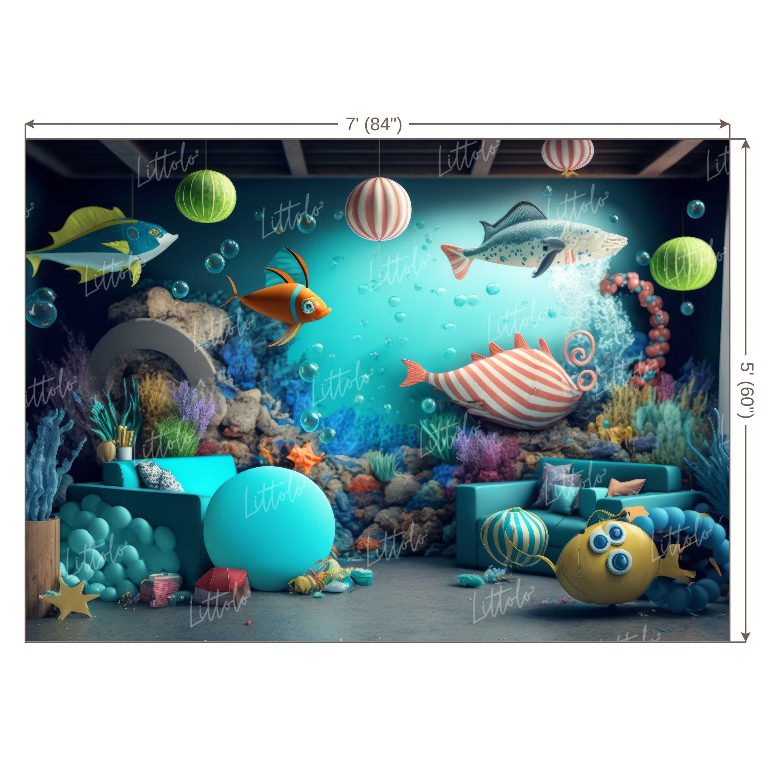 LB0600 Adventure Under The Sea Ocean Mermaid Backdrop