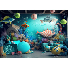 LB0600 Adventure Under The Sea Ocean Mermaid Backdrop