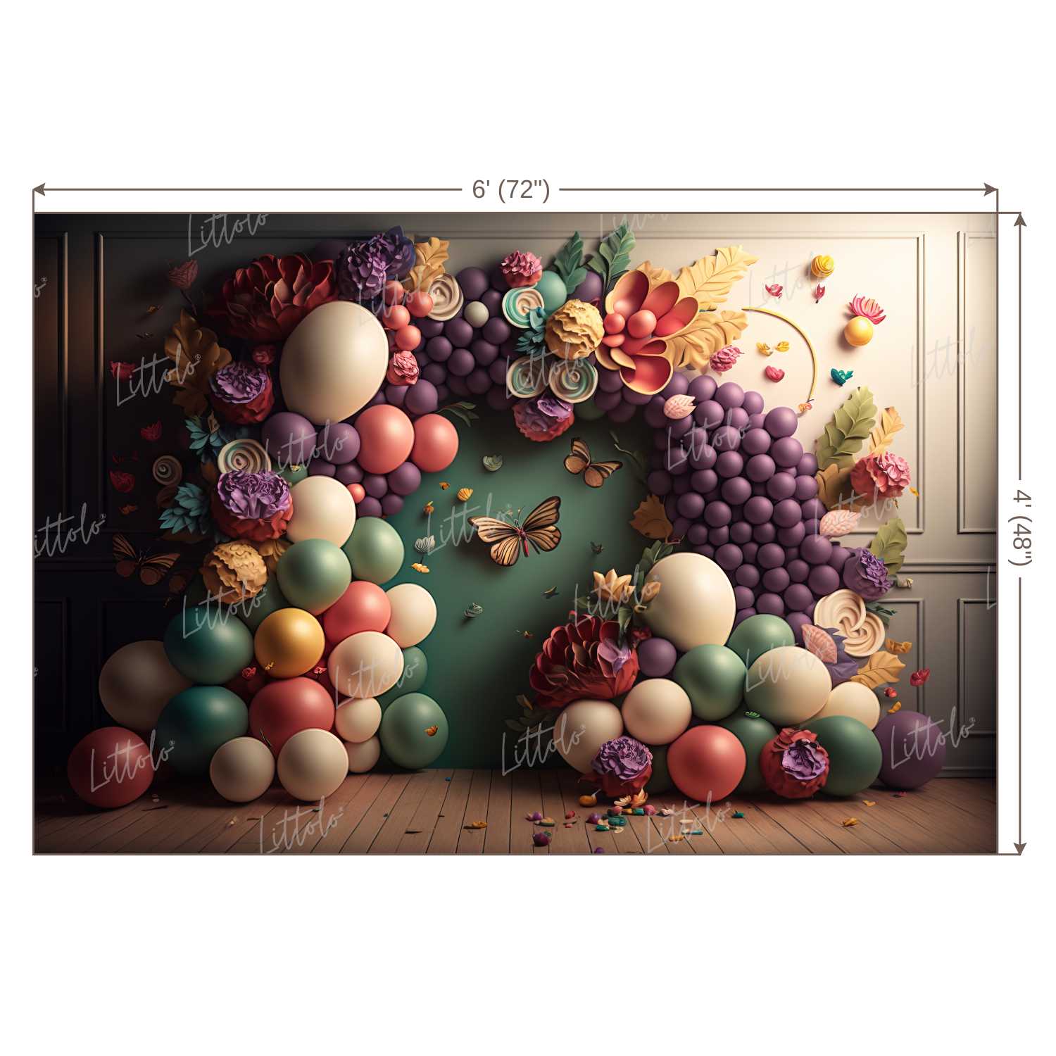 LB0601 Balloons Garland Butterfly Backdrop