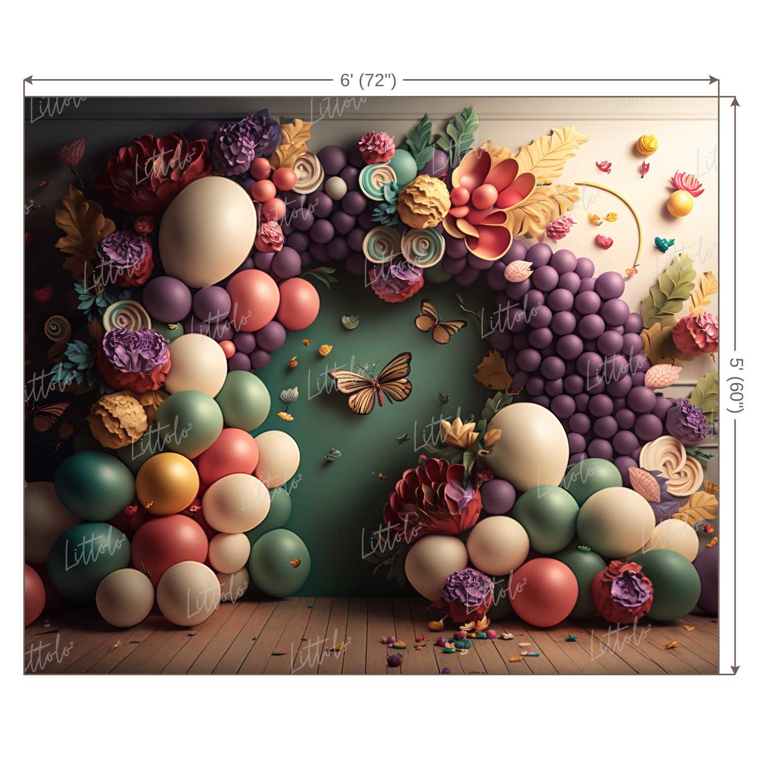 LB0601 Balloons Garland Butterfly Backdrop