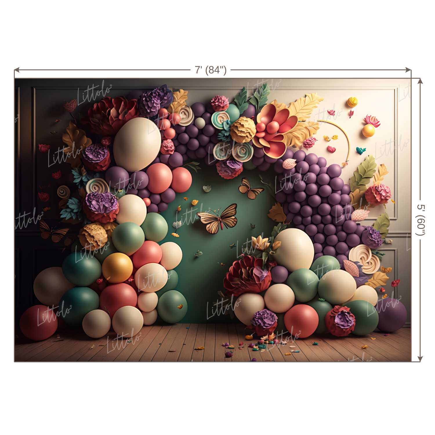 LB0601 Balloons Garland Butterfly Backdrop