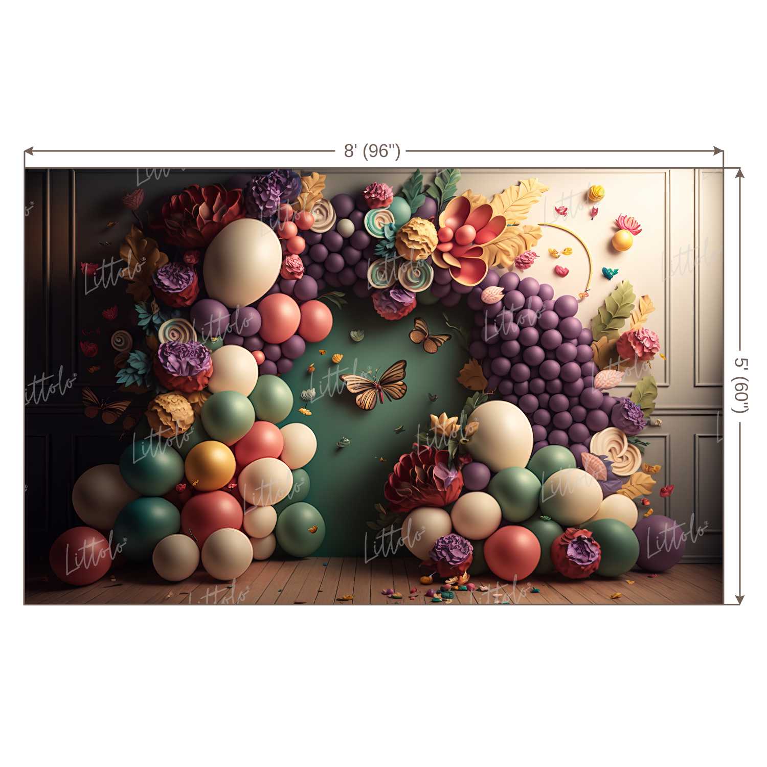 LB0601 Balloons Garland Butterfly Backdrop