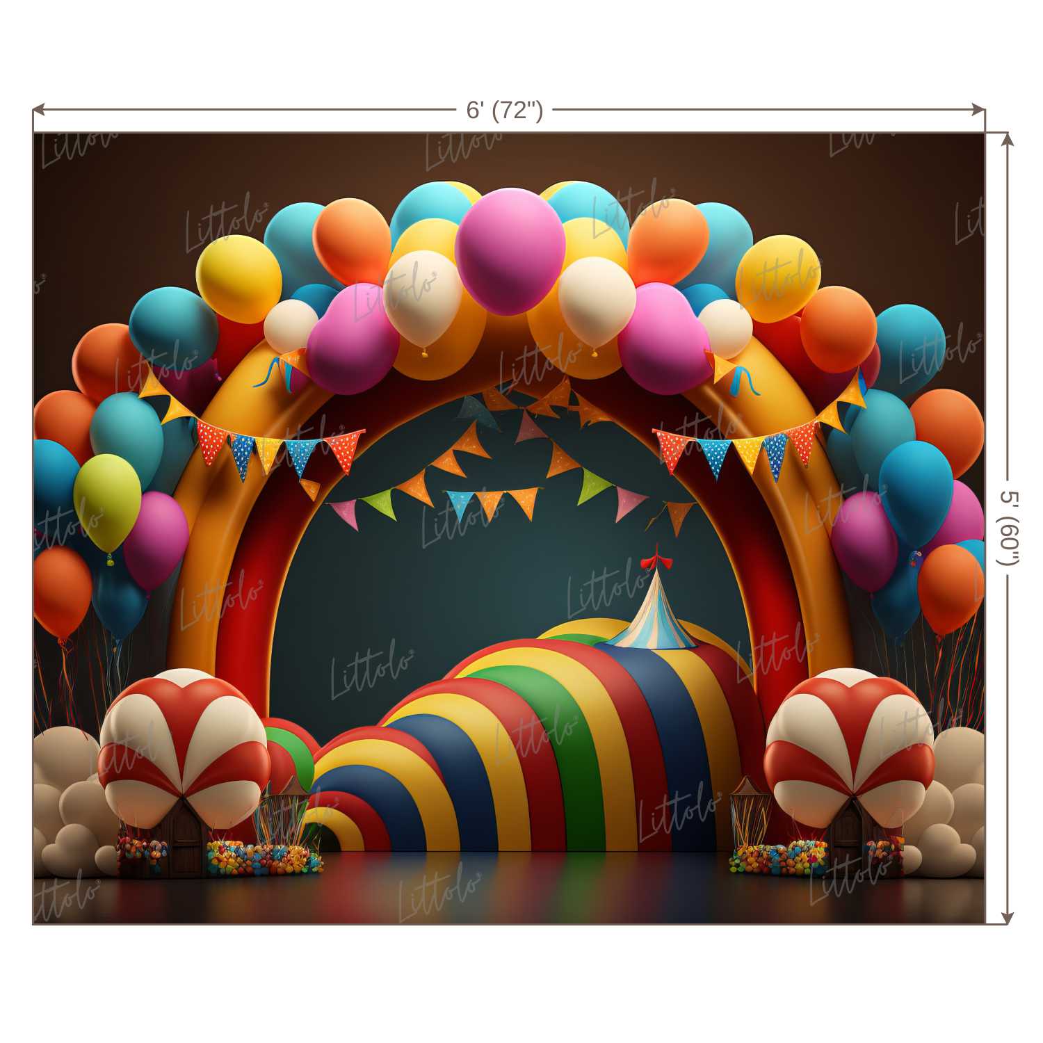 LB0605 Balloons Garland Circus Backdrop