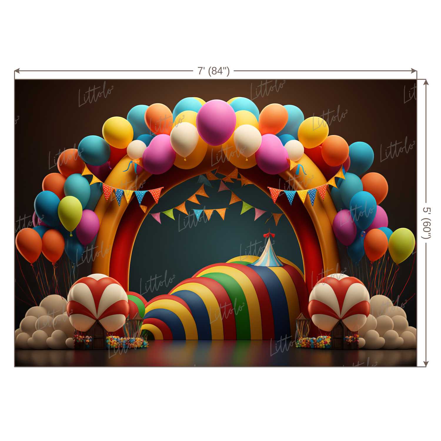 LB0605 Balloons Garland Circus Backdrop