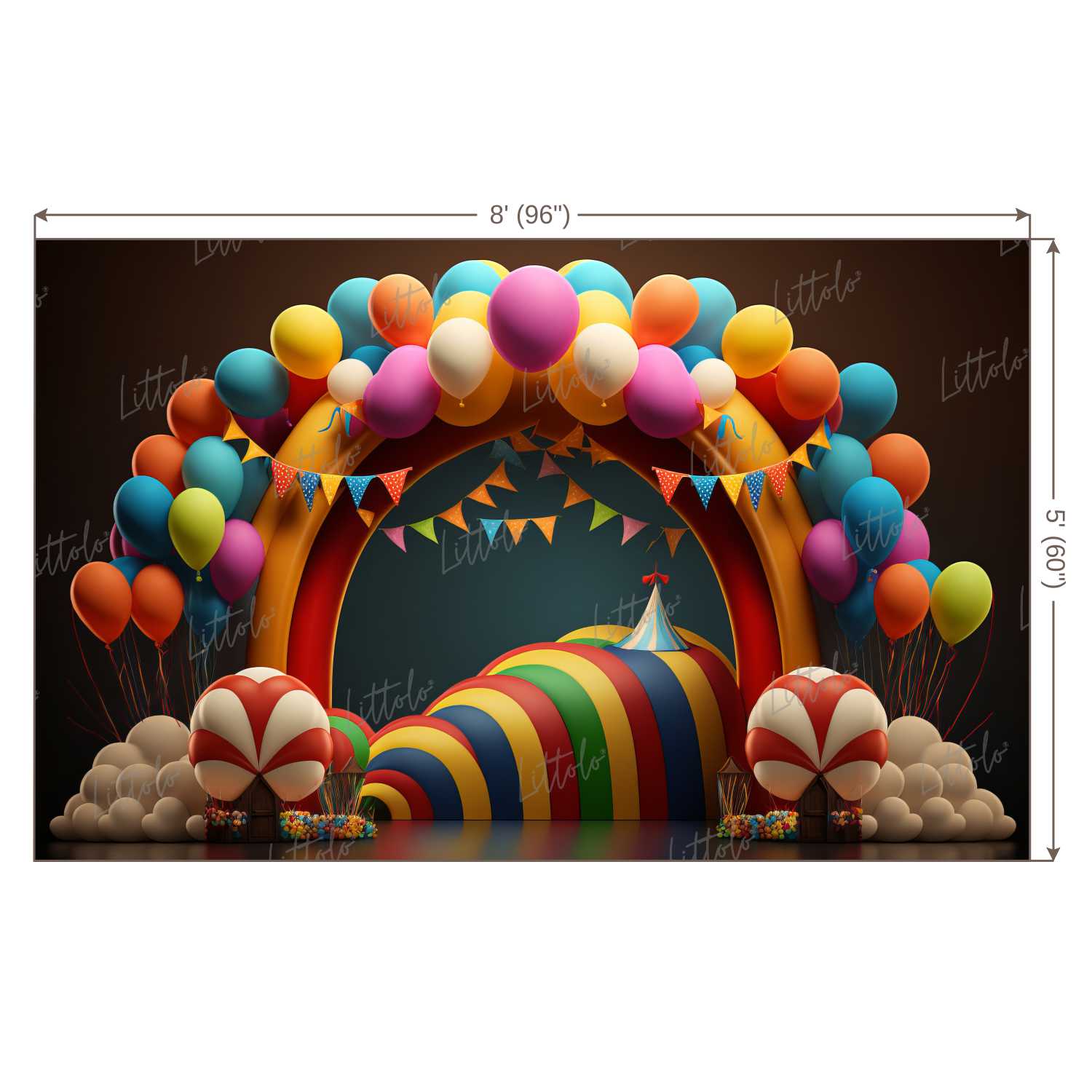 LB0605 Balloons Garland Circus Backdrop