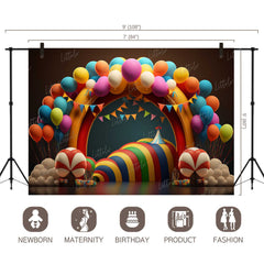 LB0605 Balloons Garland Circus Backdrop