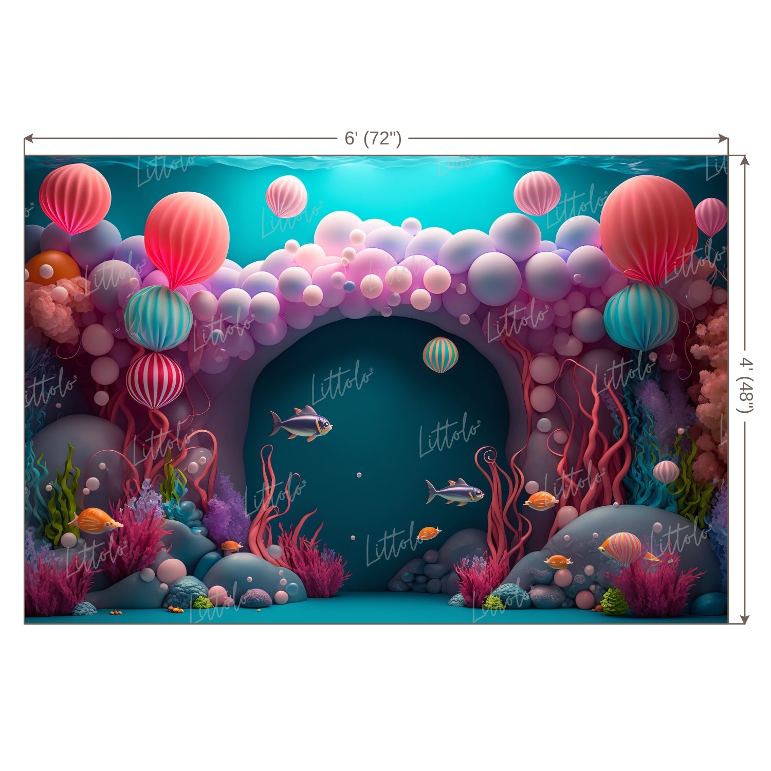 LB0606 Adventure Under The Sea Ocean Mermaid Backdrop