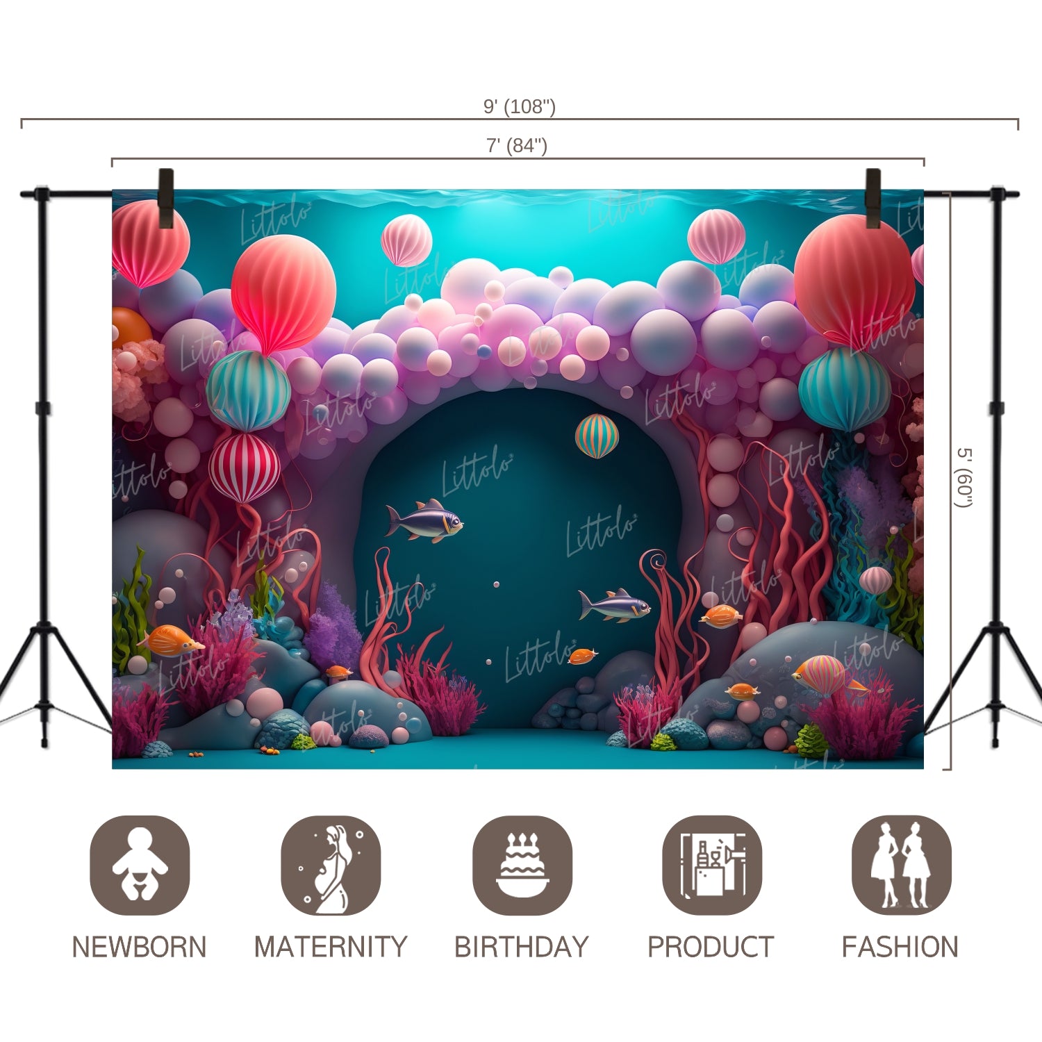 LB0606 Adventure Under The Sea Ocean Mermaid Backdrop