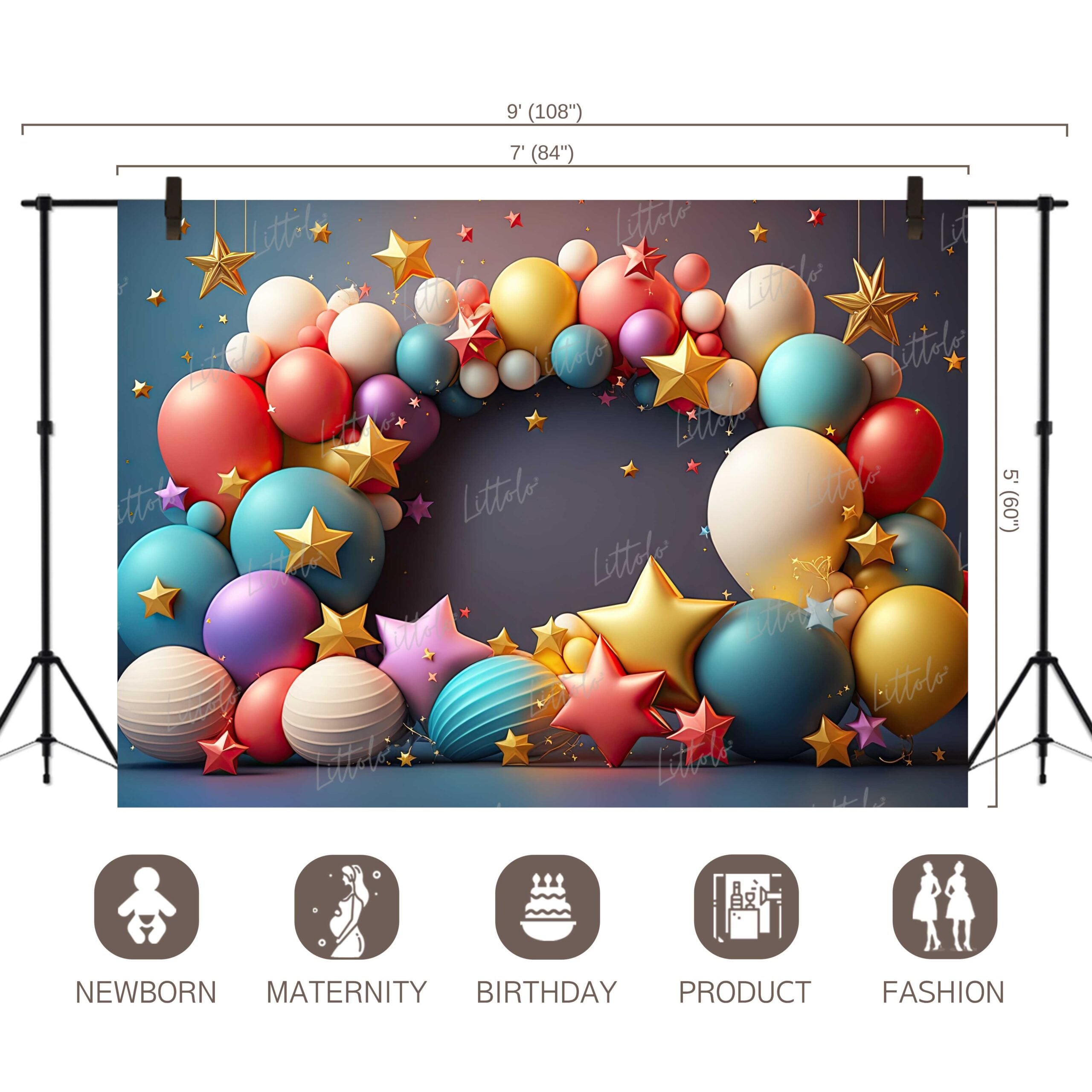 LB0623 Balloons Garland Star Backdrop