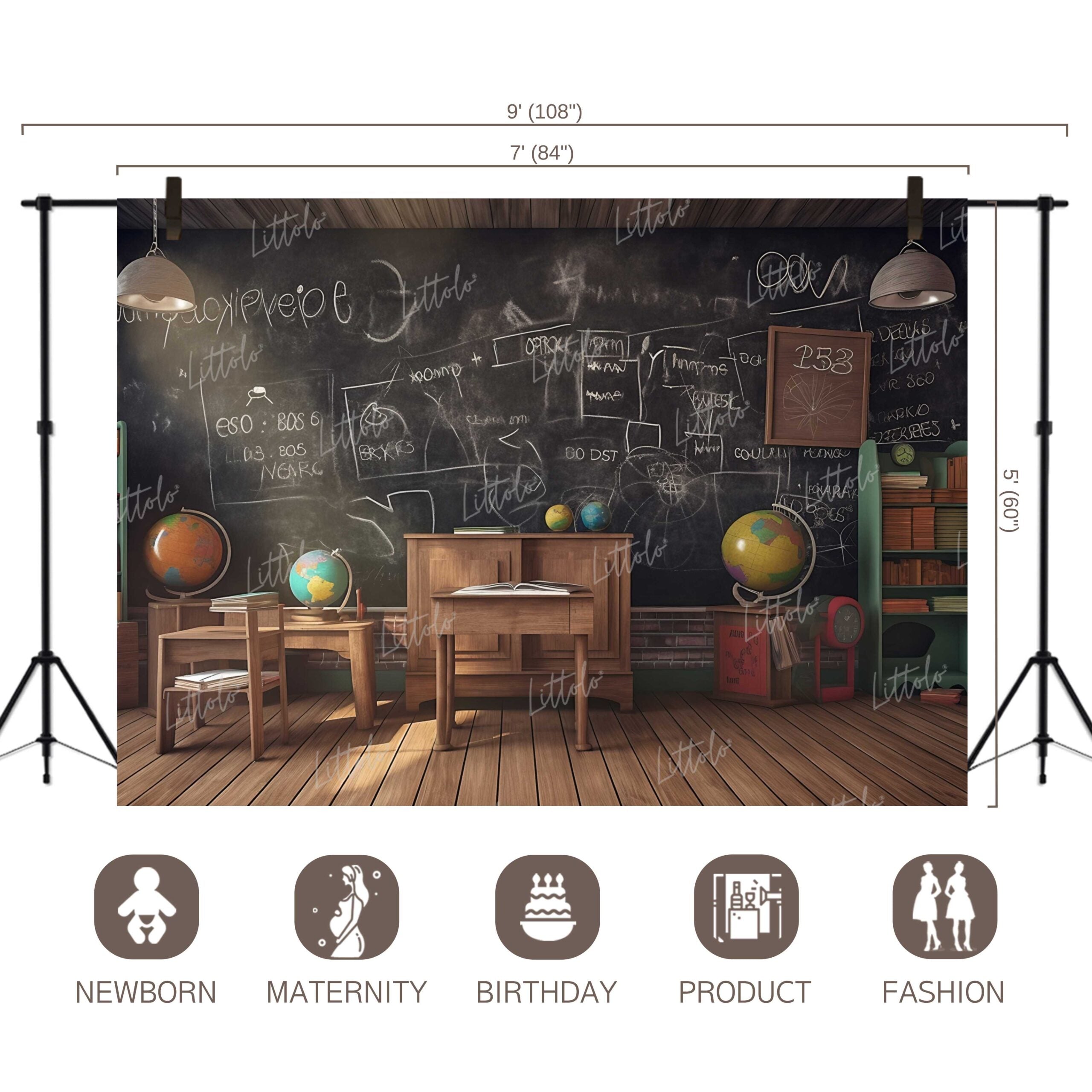 LB0625 Back to School Chalk Board Backdrop