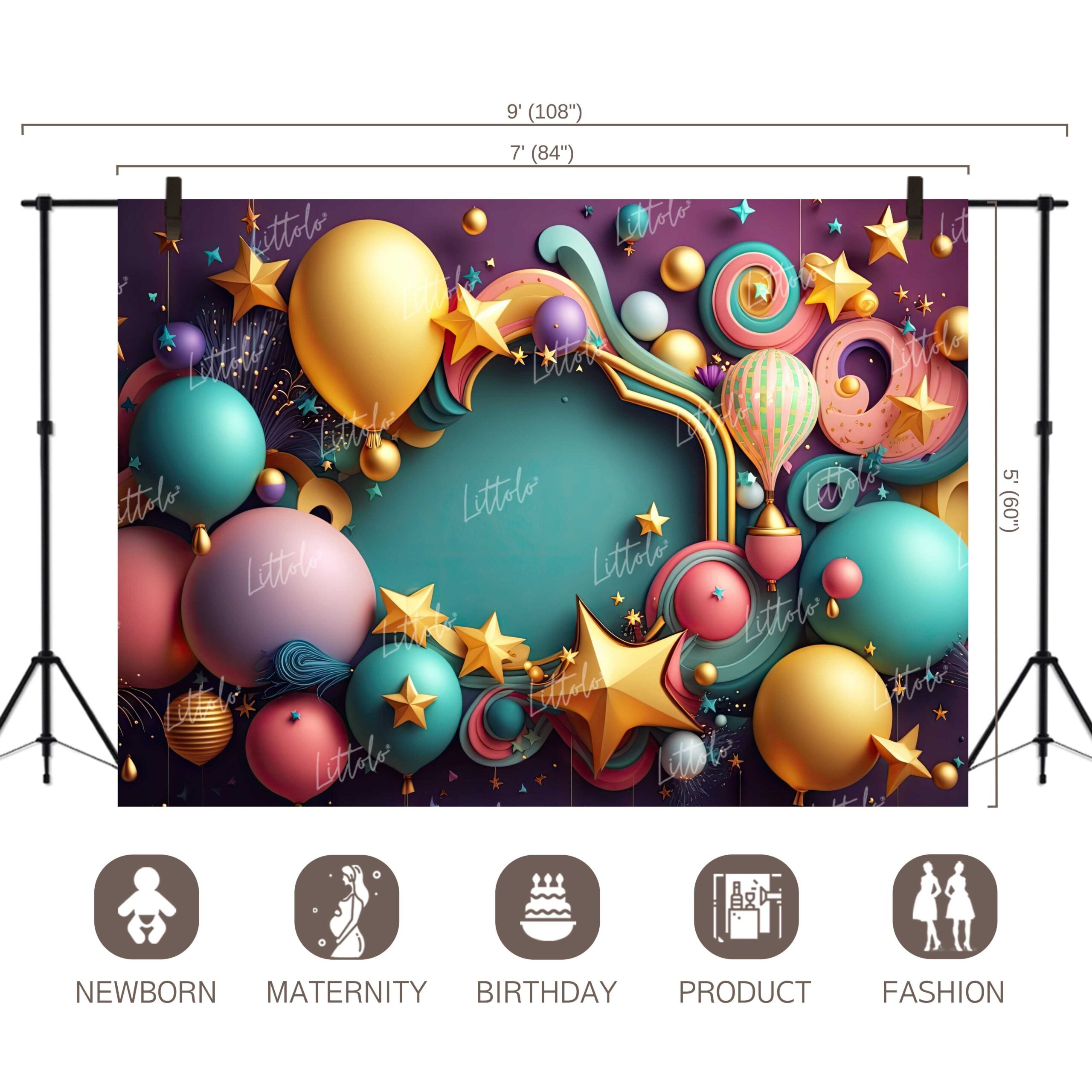 LB0629 Balloons Garland Star Backdrop