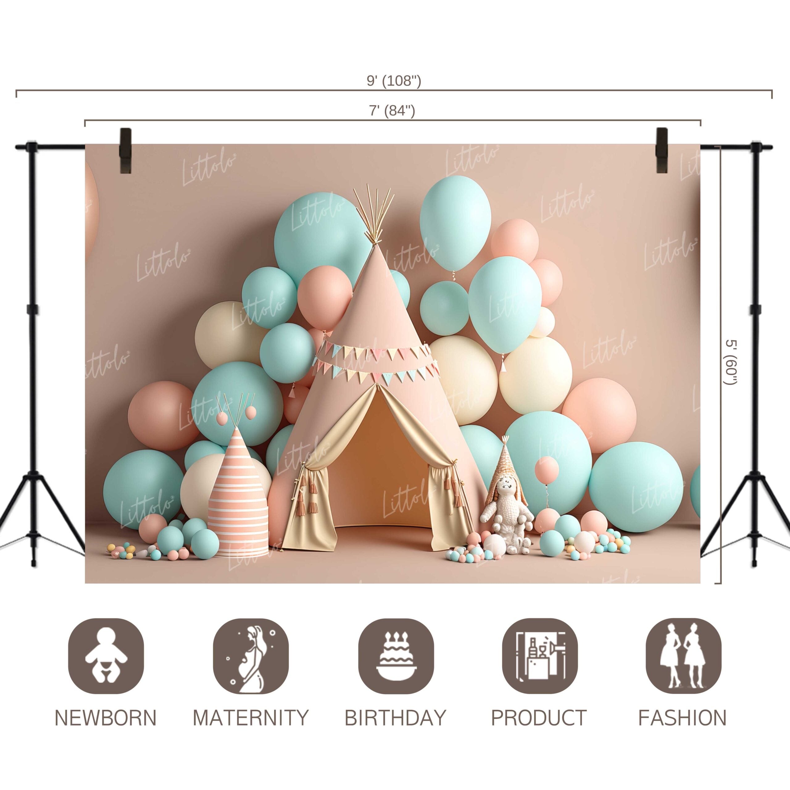 LB0631 Balloons Garland Tent Backdrop