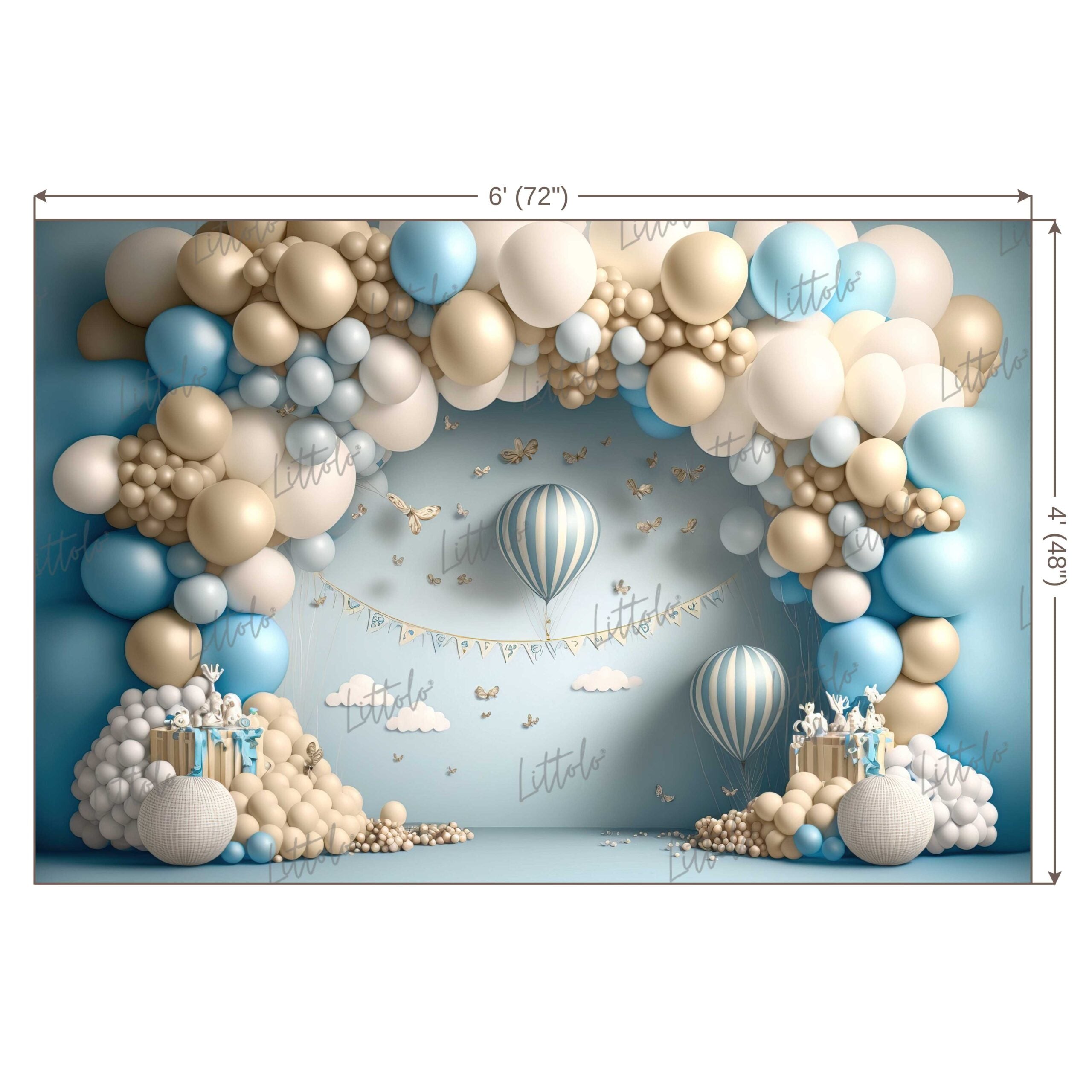 LB0632 Balloons Garland Hot Air Backdrop