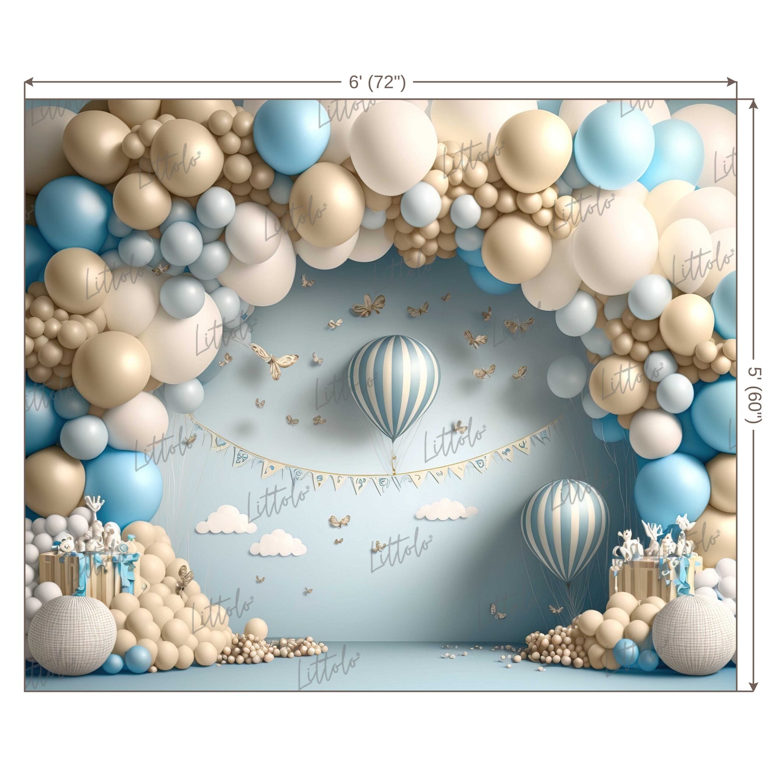 LB0632 Balloons Garland Hot Air Backdrop