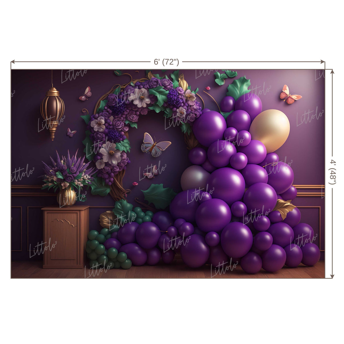 LB0634 Balloons Garland Butterfly Backdrop