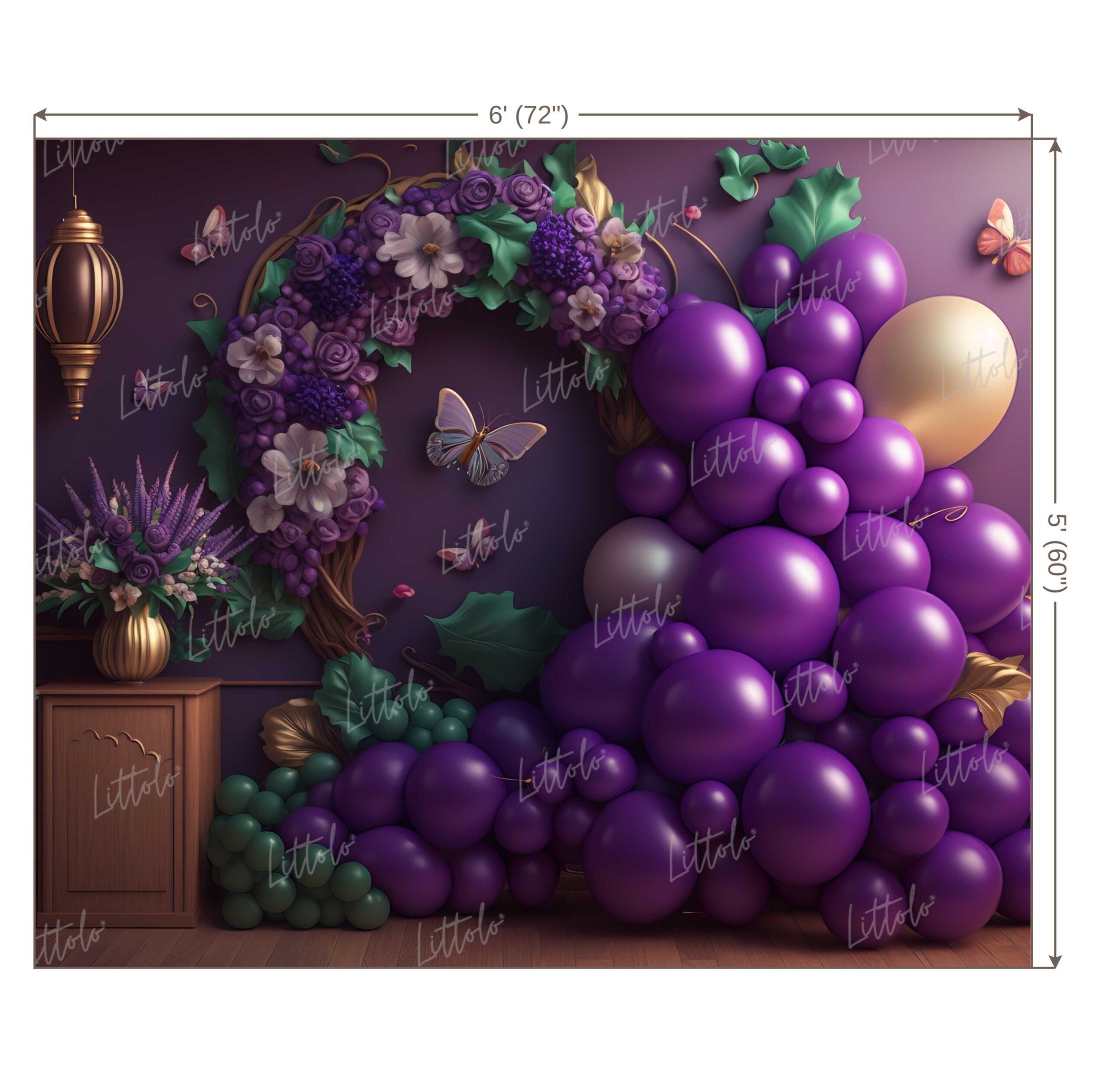 LB0634 Balloons Garland Butterfly Backdrop