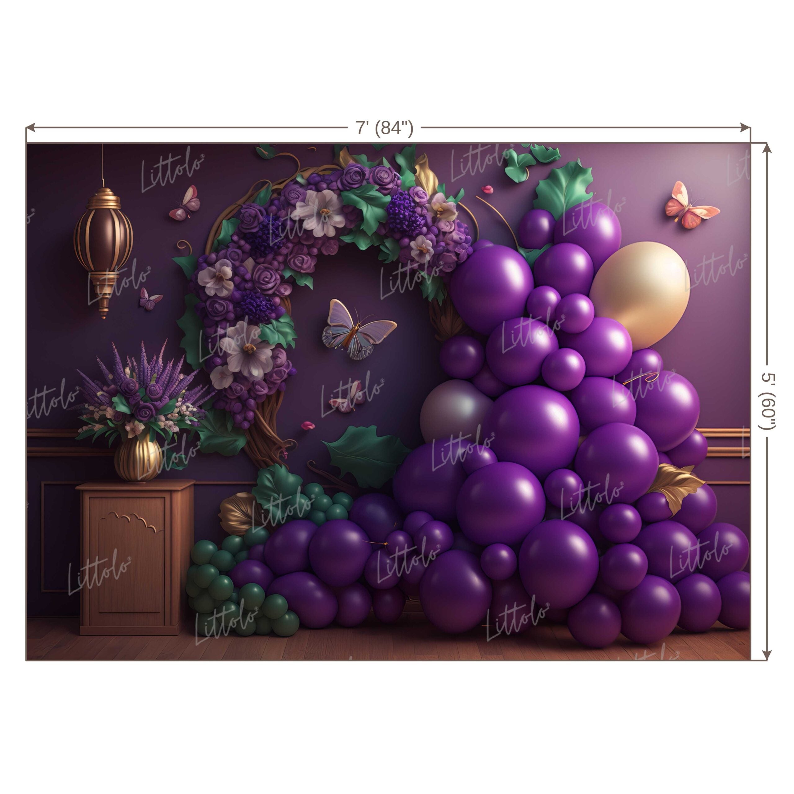 LB0634 Balloons Garland Butterfly Backdrop