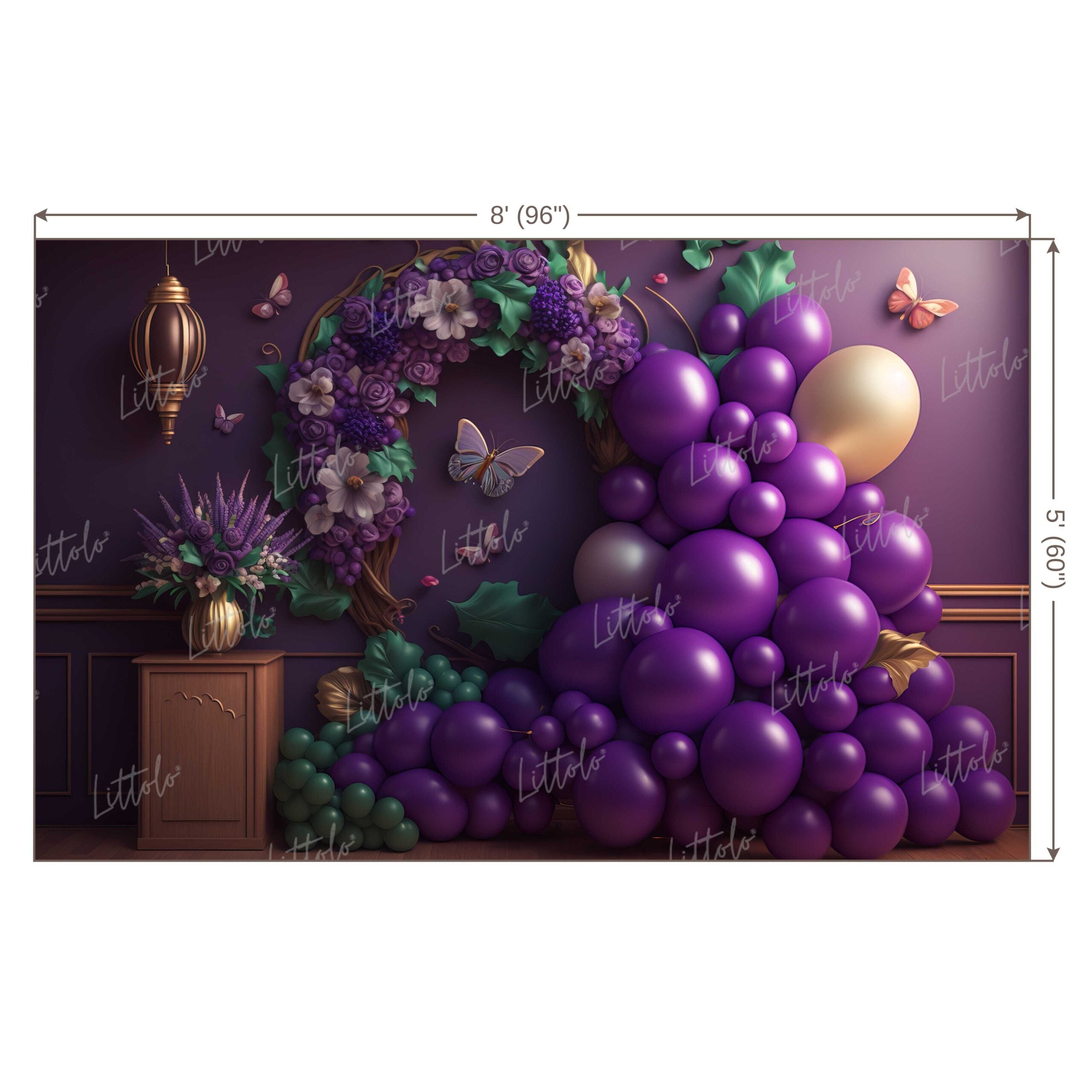 LB0634 Balloons Garland Butterfly Backdrop