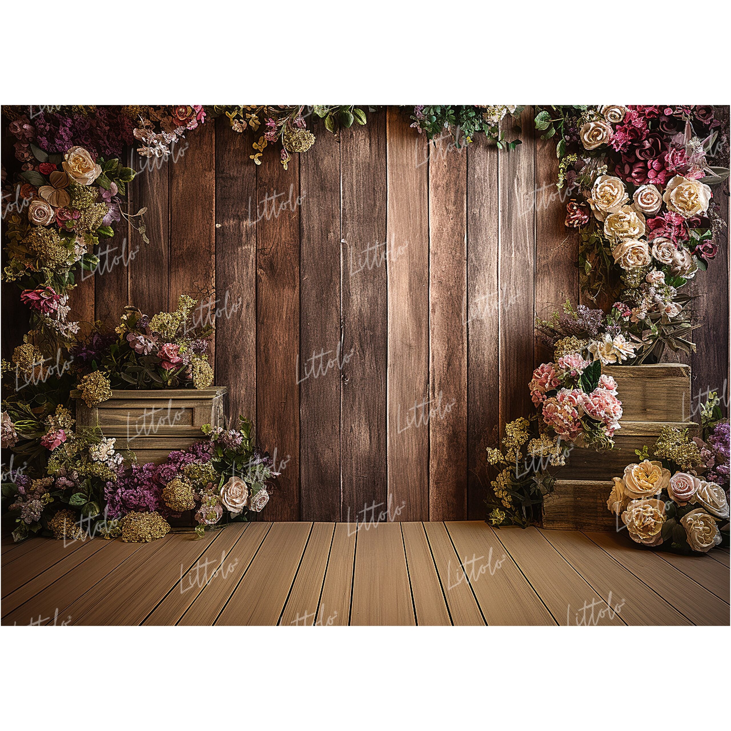 Rustiv Pattern Backdrops Heart Wood Valentines Day Photo Backdrop