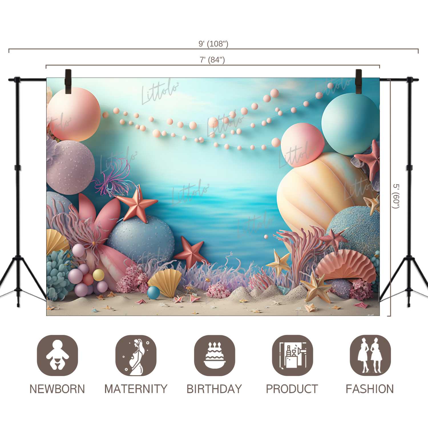 LB0641 Adventure Under The Sea Ocean Little Mermaid Backdrop