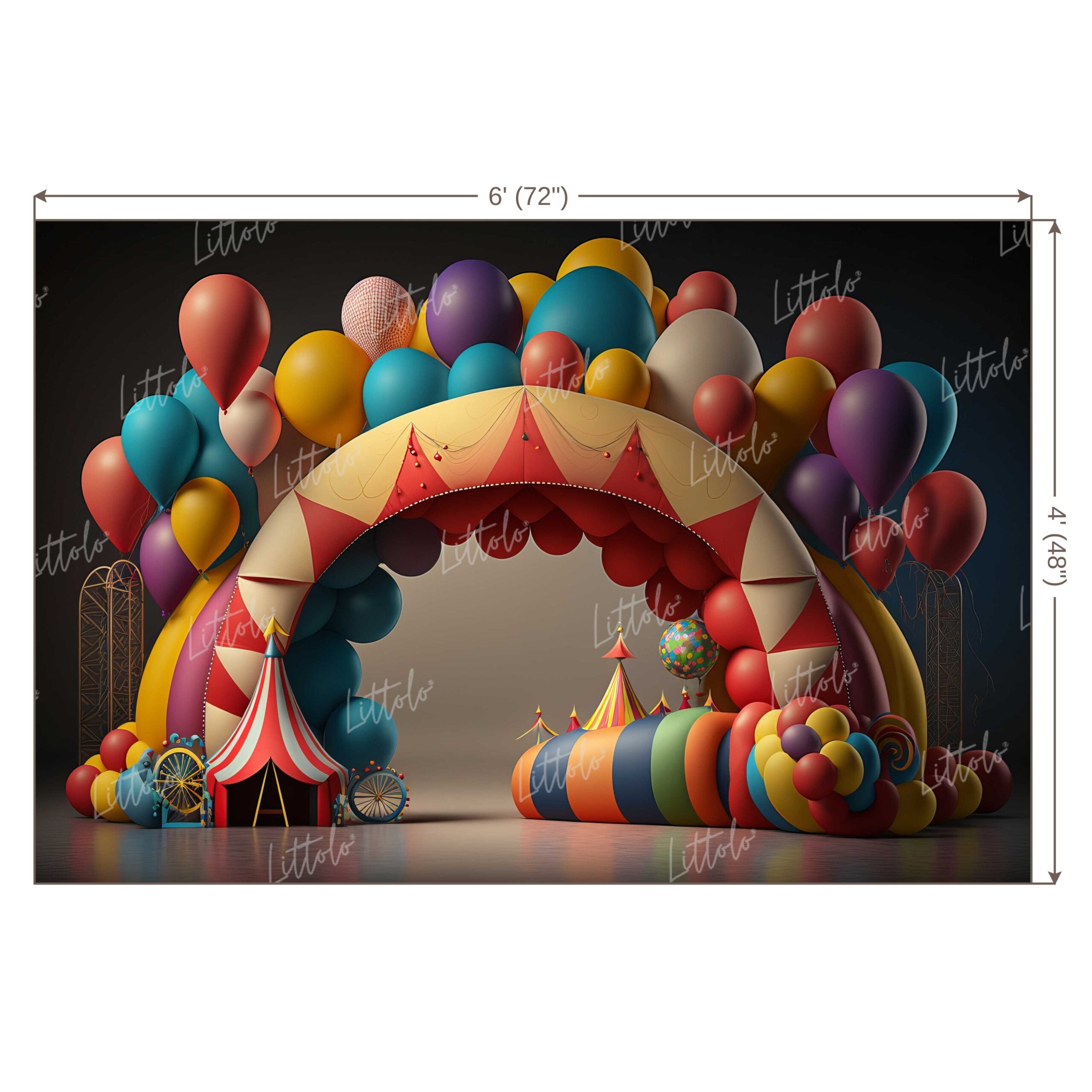 LB0642 Balloons Garland Circus Backdrop