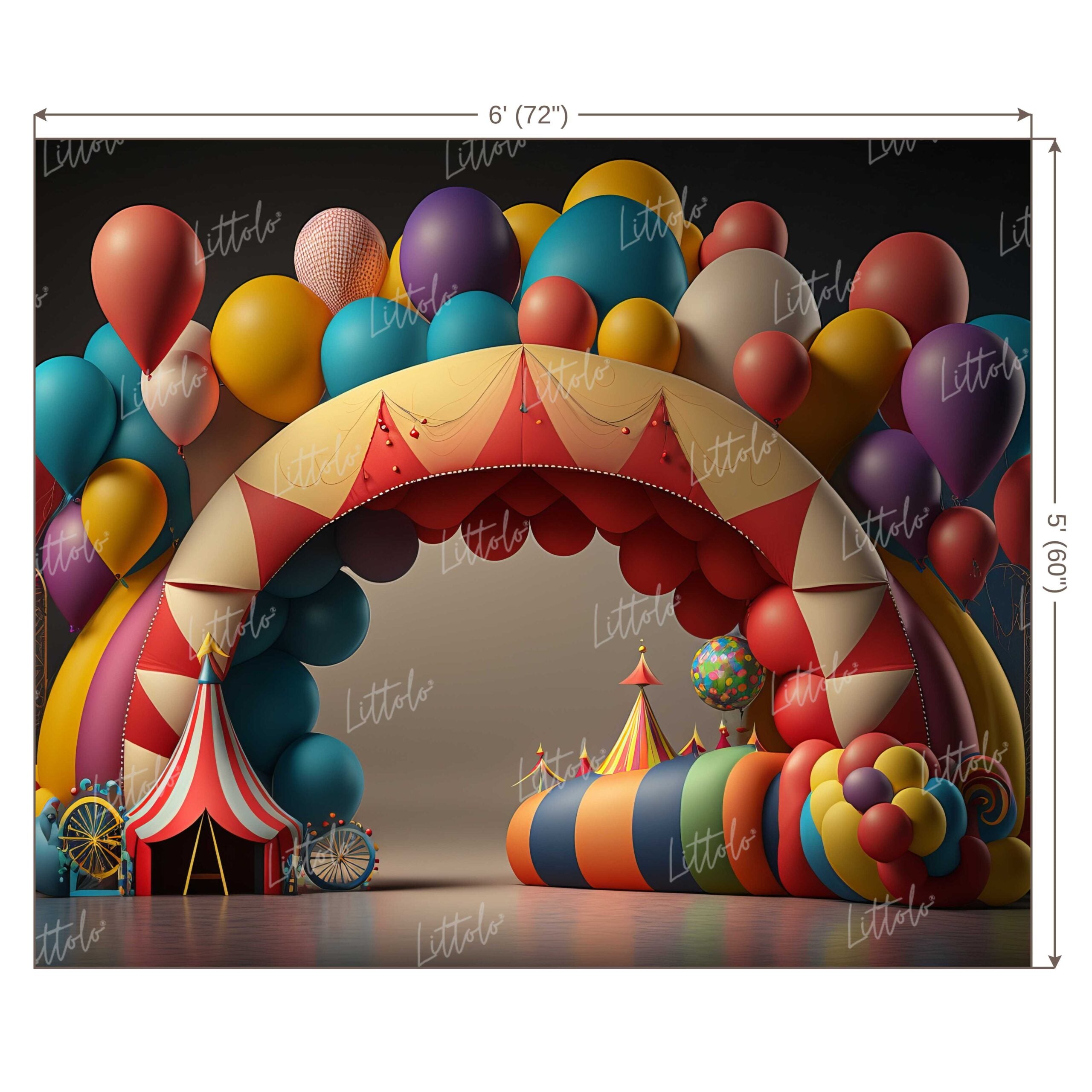 LB0642 Balloons Garland Circus Backdrop