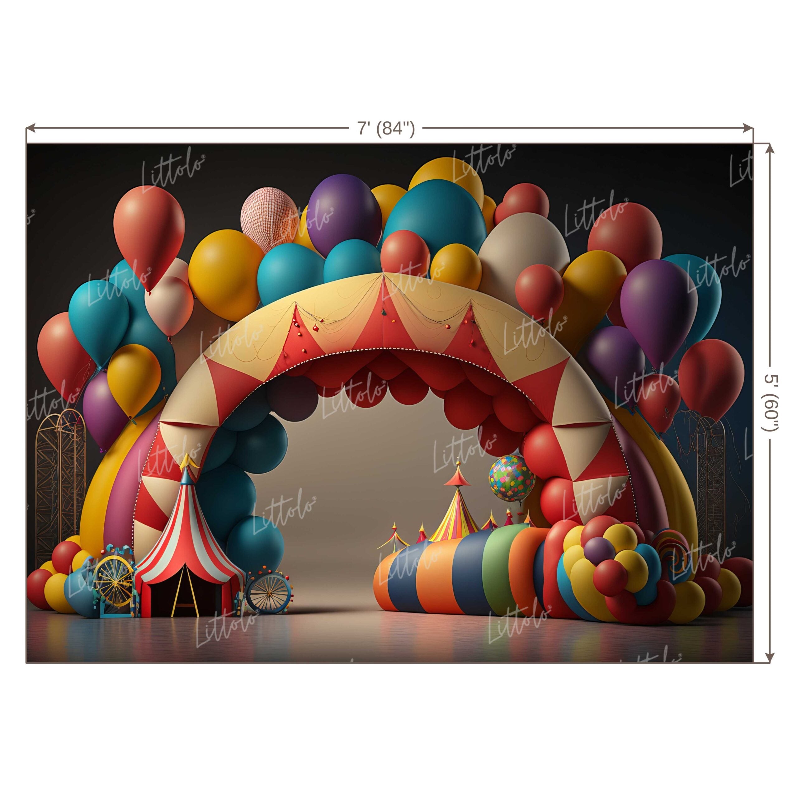 LB0642 Balloons Garland Circus Backdrop