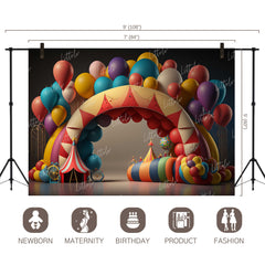 LB0642 Balloons Garland Circus Backdrop