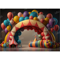 LB0642 Balloons Garland Circus Backdrop