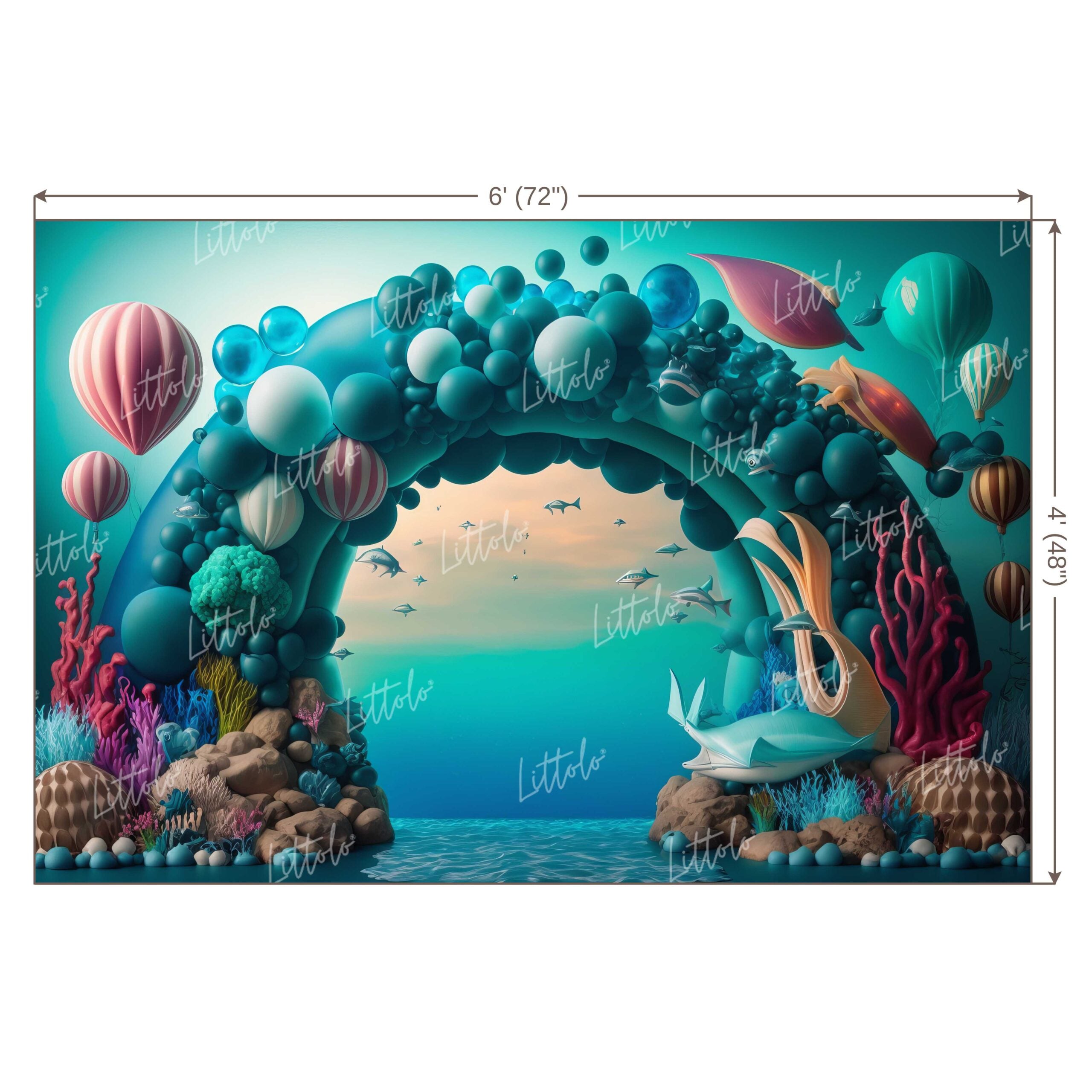 LB0643 Adventure Under The Sea Ocean Mermaid Backdrop