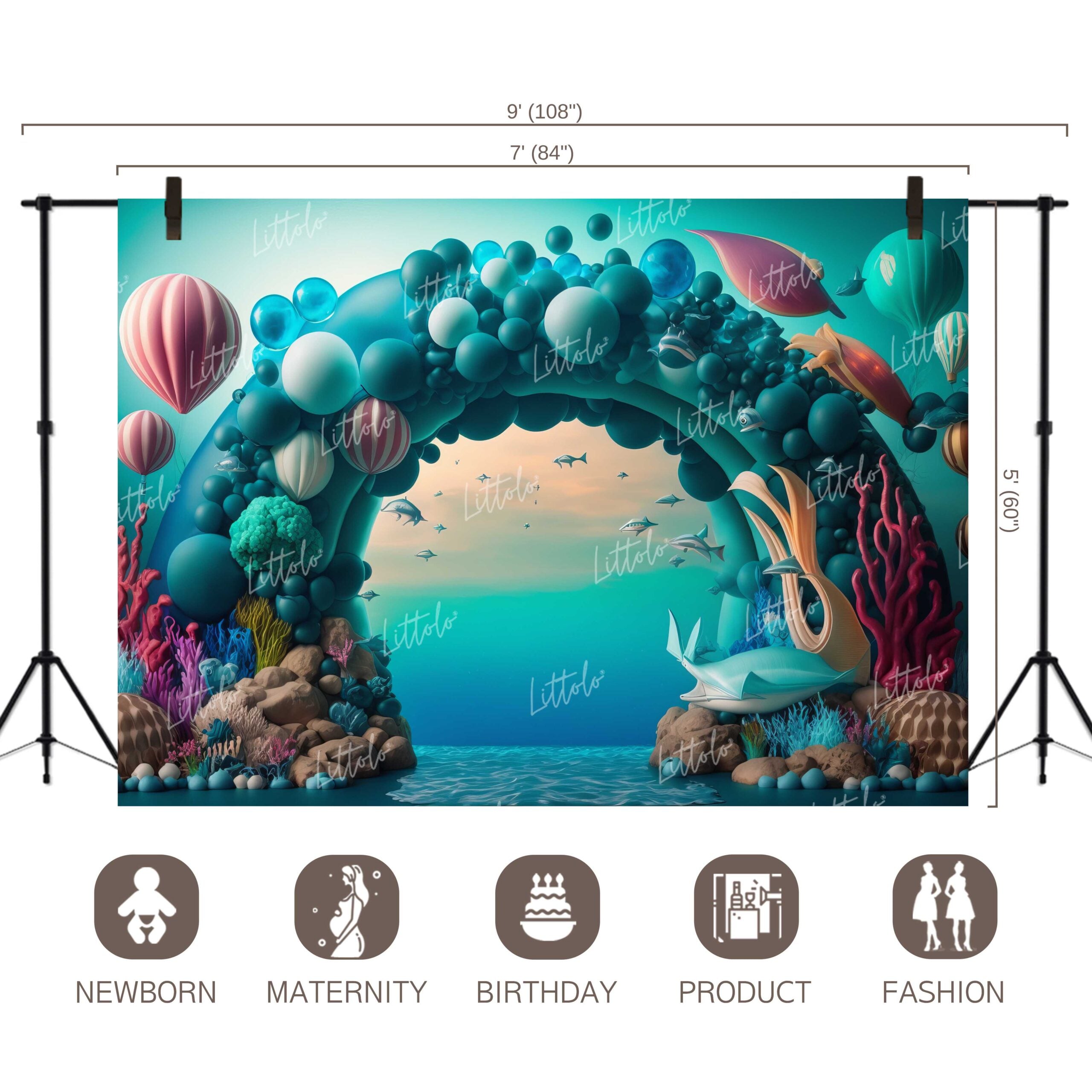 LB0643 Adventure Under The Sea Ocean Mermaid Backdrop