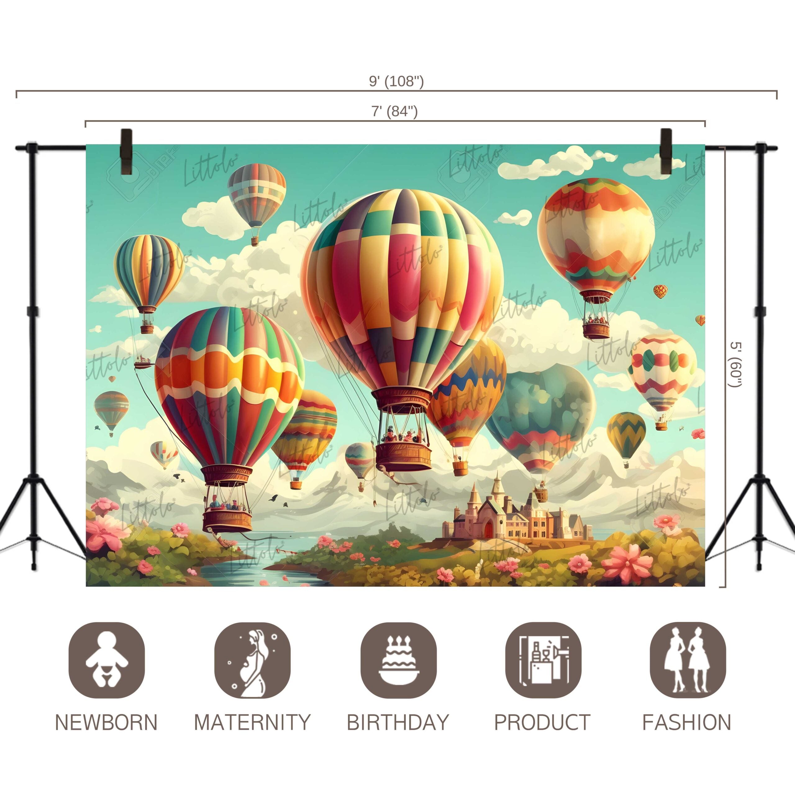 LB0654 Balloons Garland Hot Air Backdrop