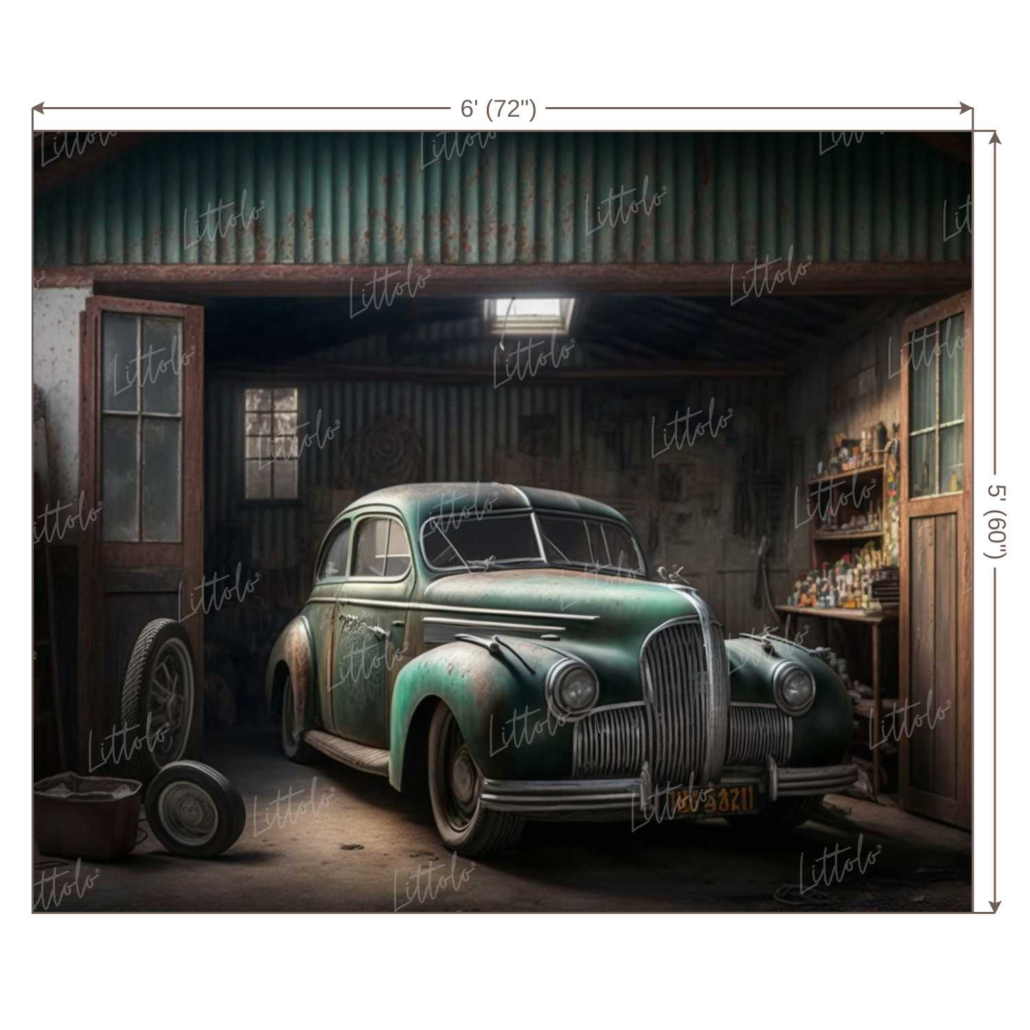 LB0667 Vintage Garage Backdrop