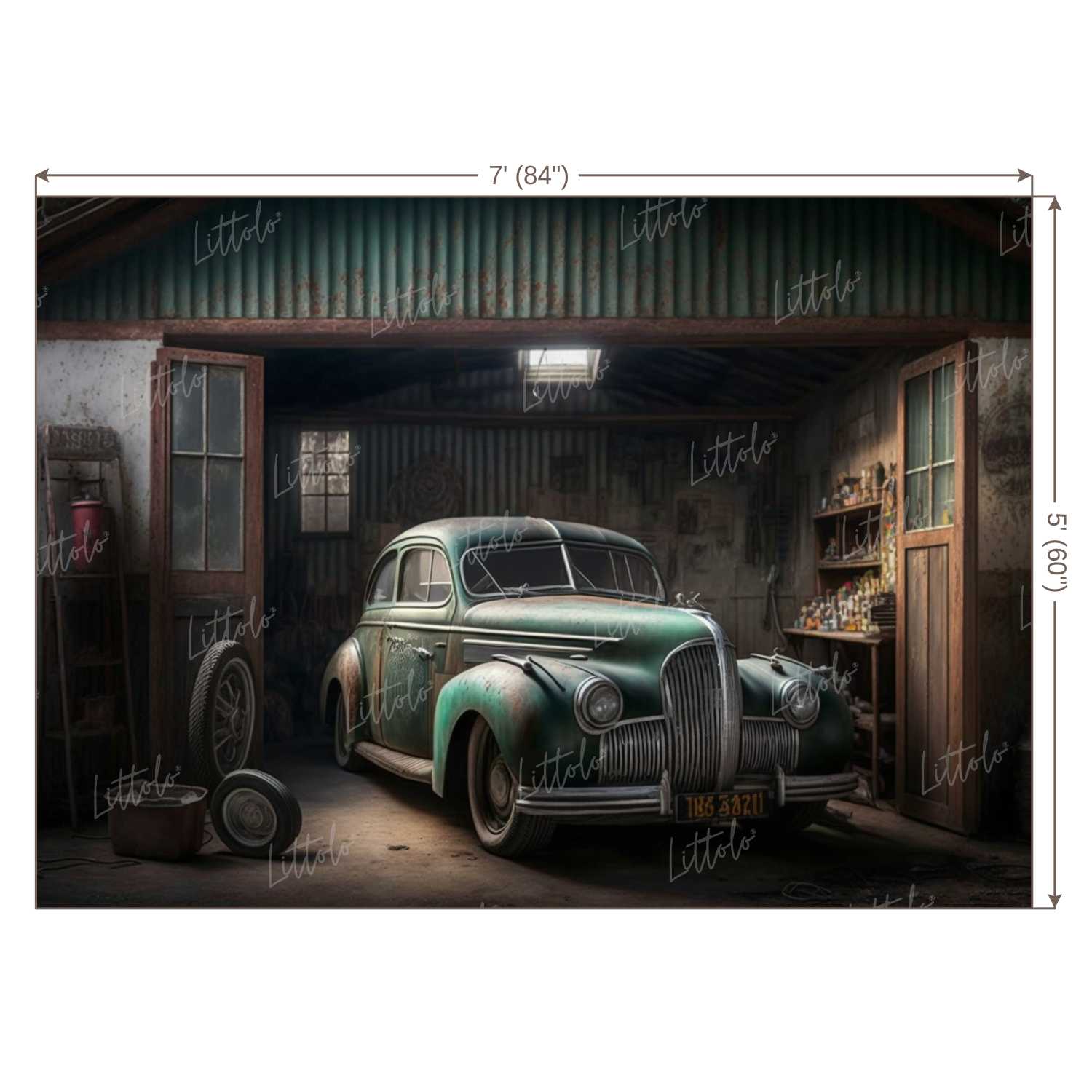 LB0667 Vintage Garage Backdrop