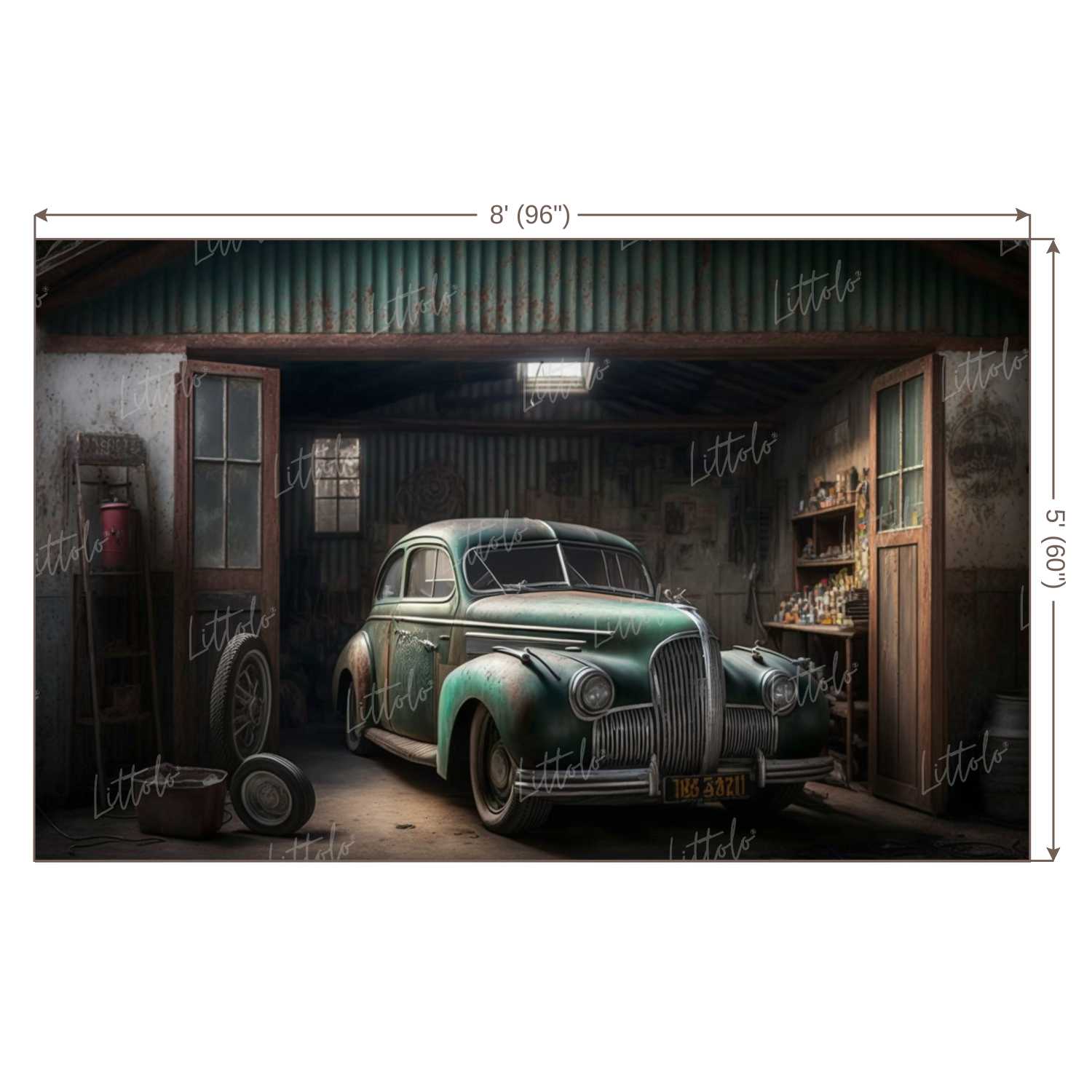 LB0667 Vintage Garage Backdrop