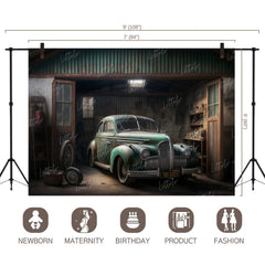 LB0667 Vintage Garage Backdrop