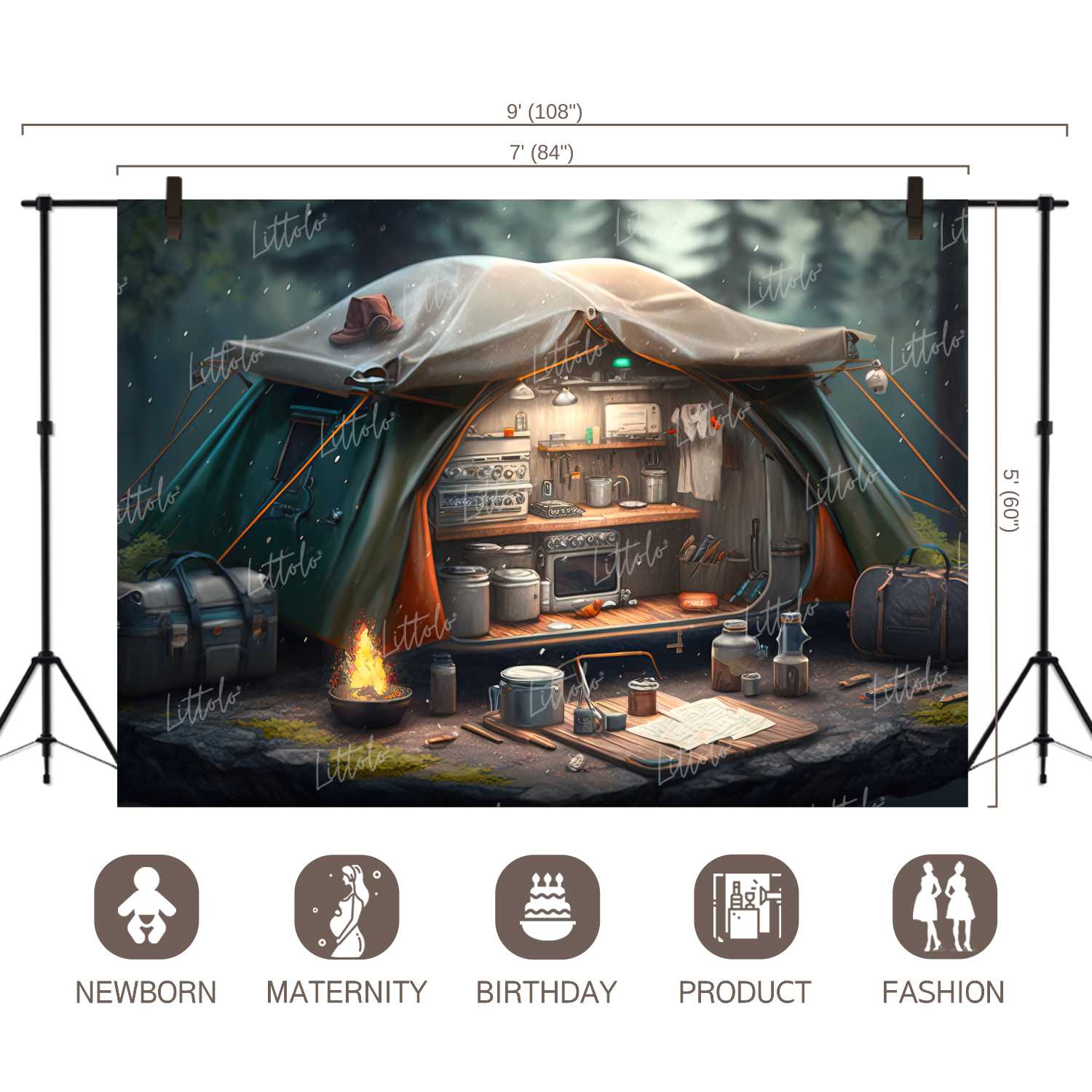 LB0668 Adventure Camping Backdrop