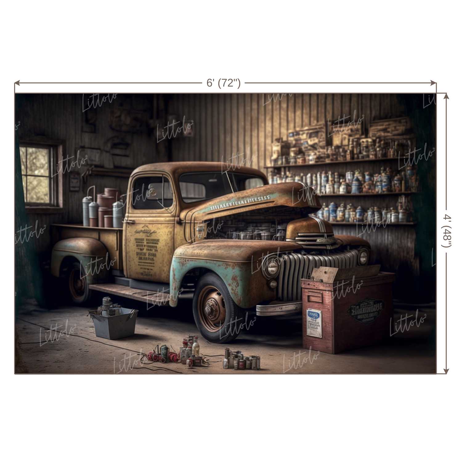 LB0669 Vintage Garage Backdrop